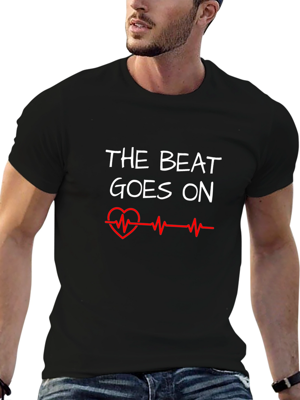 The Beat Goes On Graphic Tee - Heartbeat Design