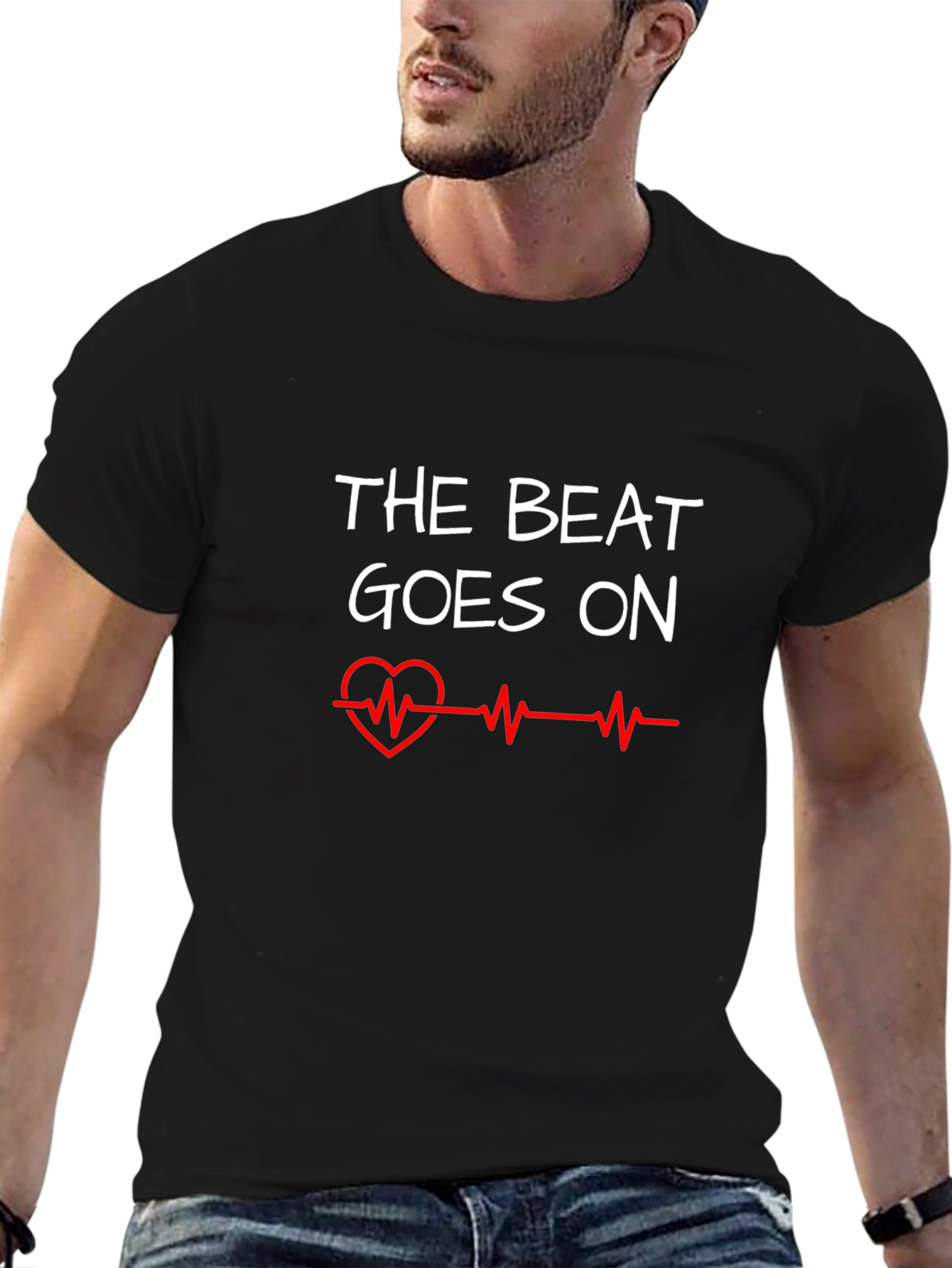 The Beat Goes On Graphic Tee - Heartbeat Design