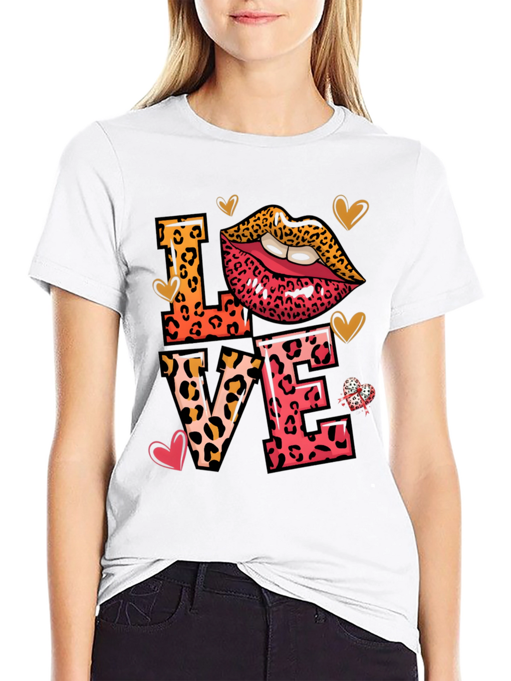Leopard Print LOVE Graphic Tee Shirt