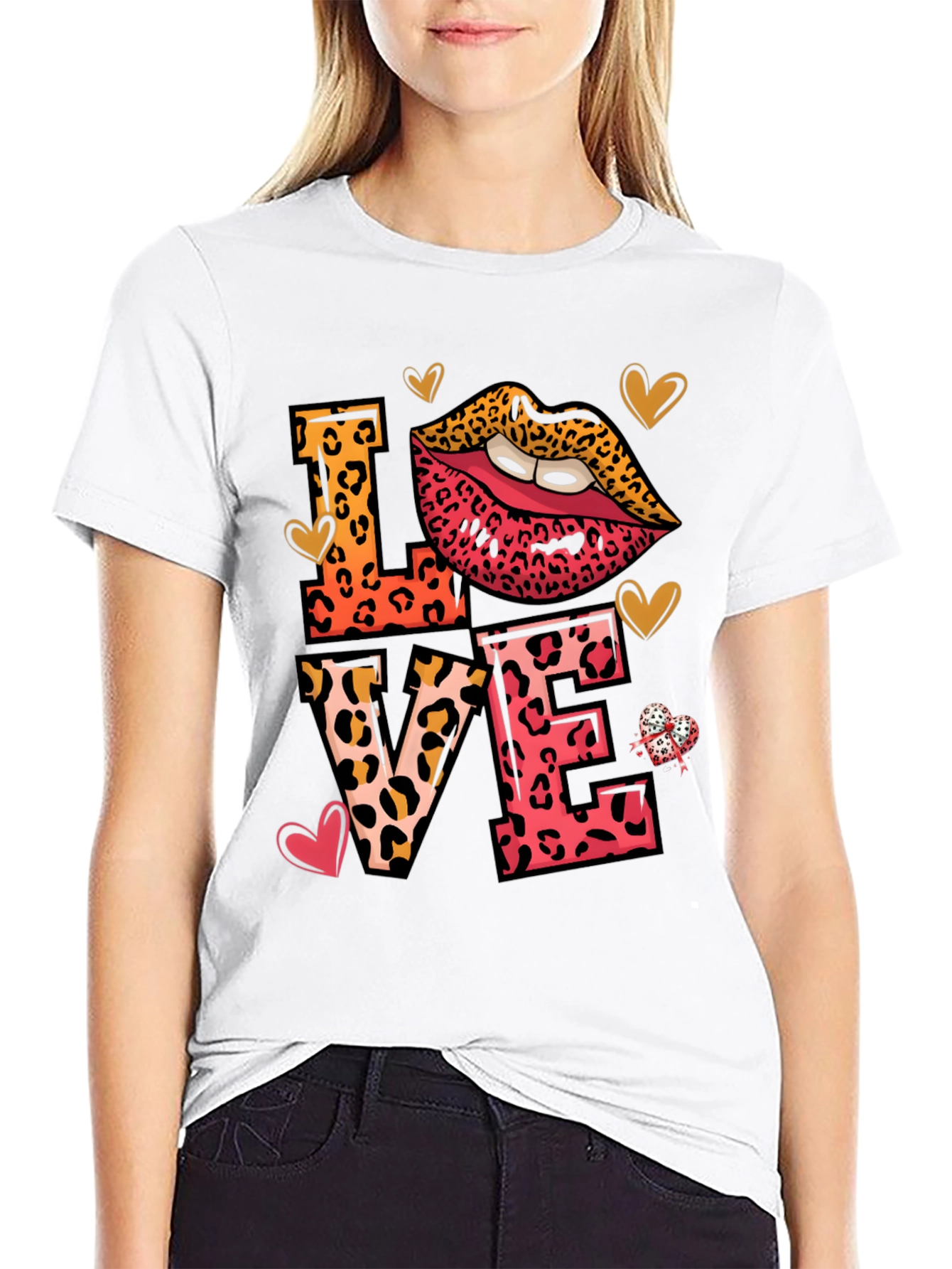 Leopard Print LOVE Graphic Tee Shirt