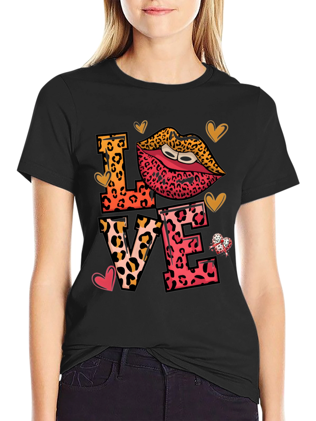 Leopard Print LOVE Graphic Tee Shirt