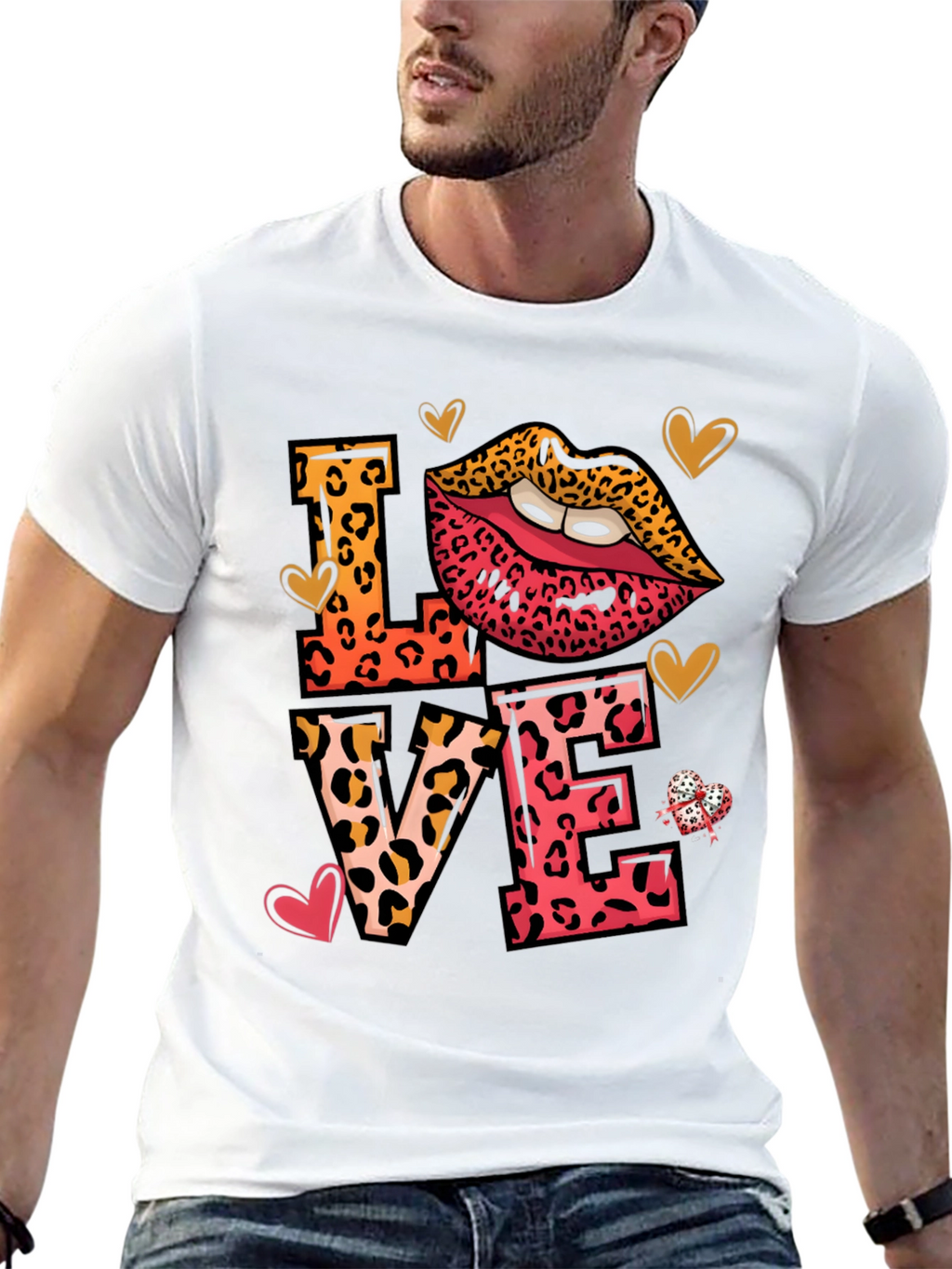 Leopard Print LOVE Graphic Tee Shirt