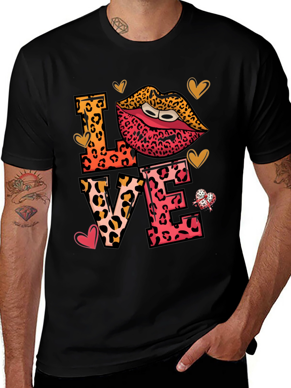 Leopard Print LOVE Graphic Tee Shirt
