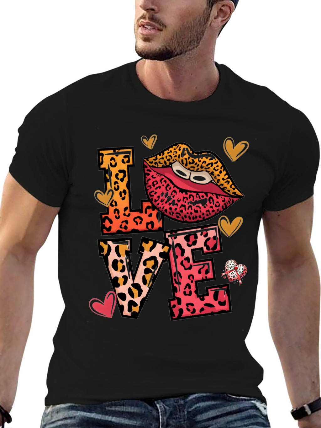 Leopard Print LOVE Graphic Tee Shirt