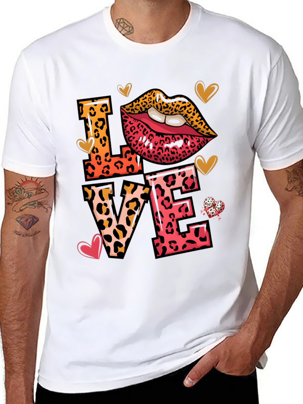 Leopard Print LOVE Graphic Tee Shirt