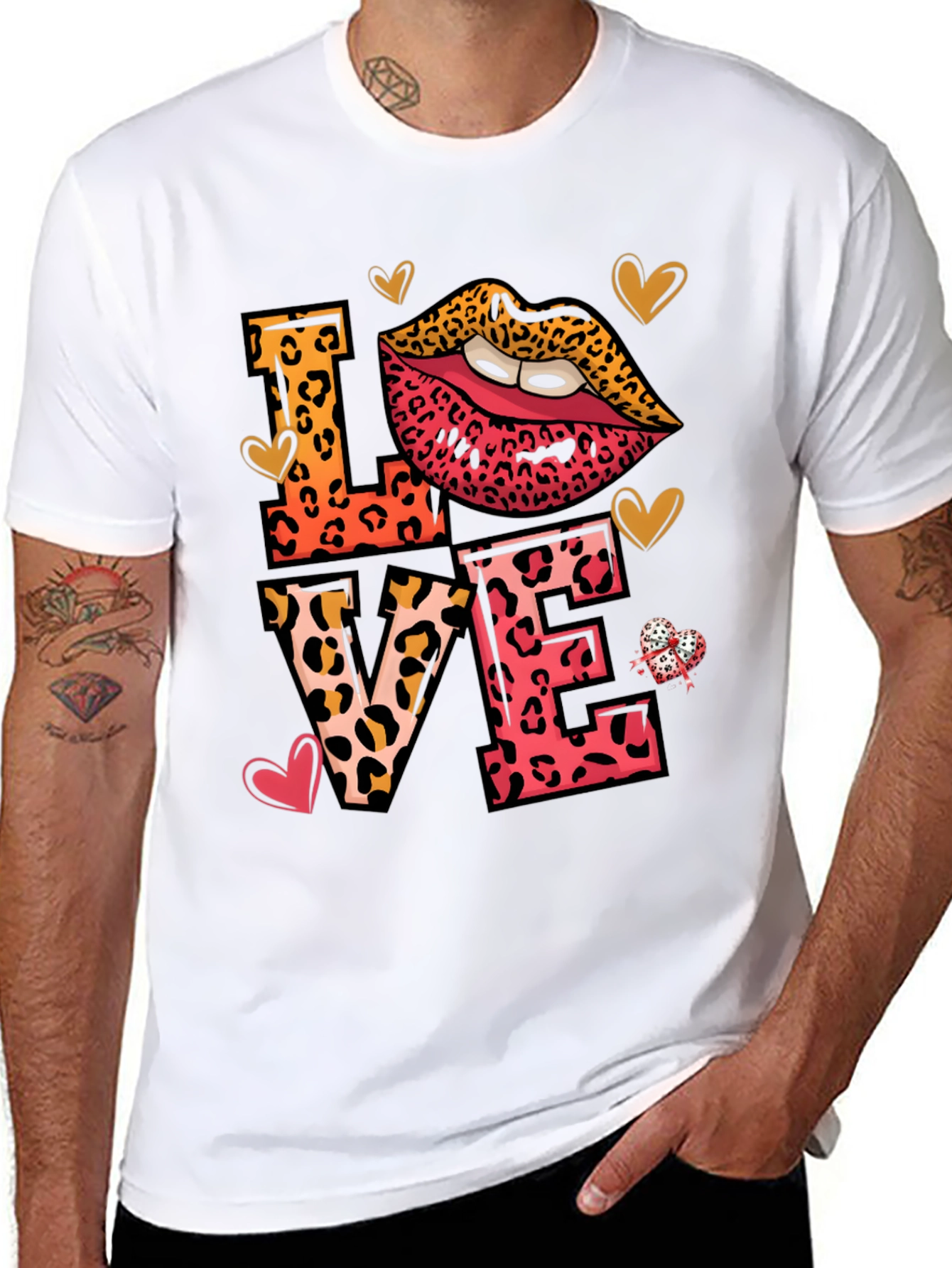 Leopard Print LOVE Graphic Tee Shirt