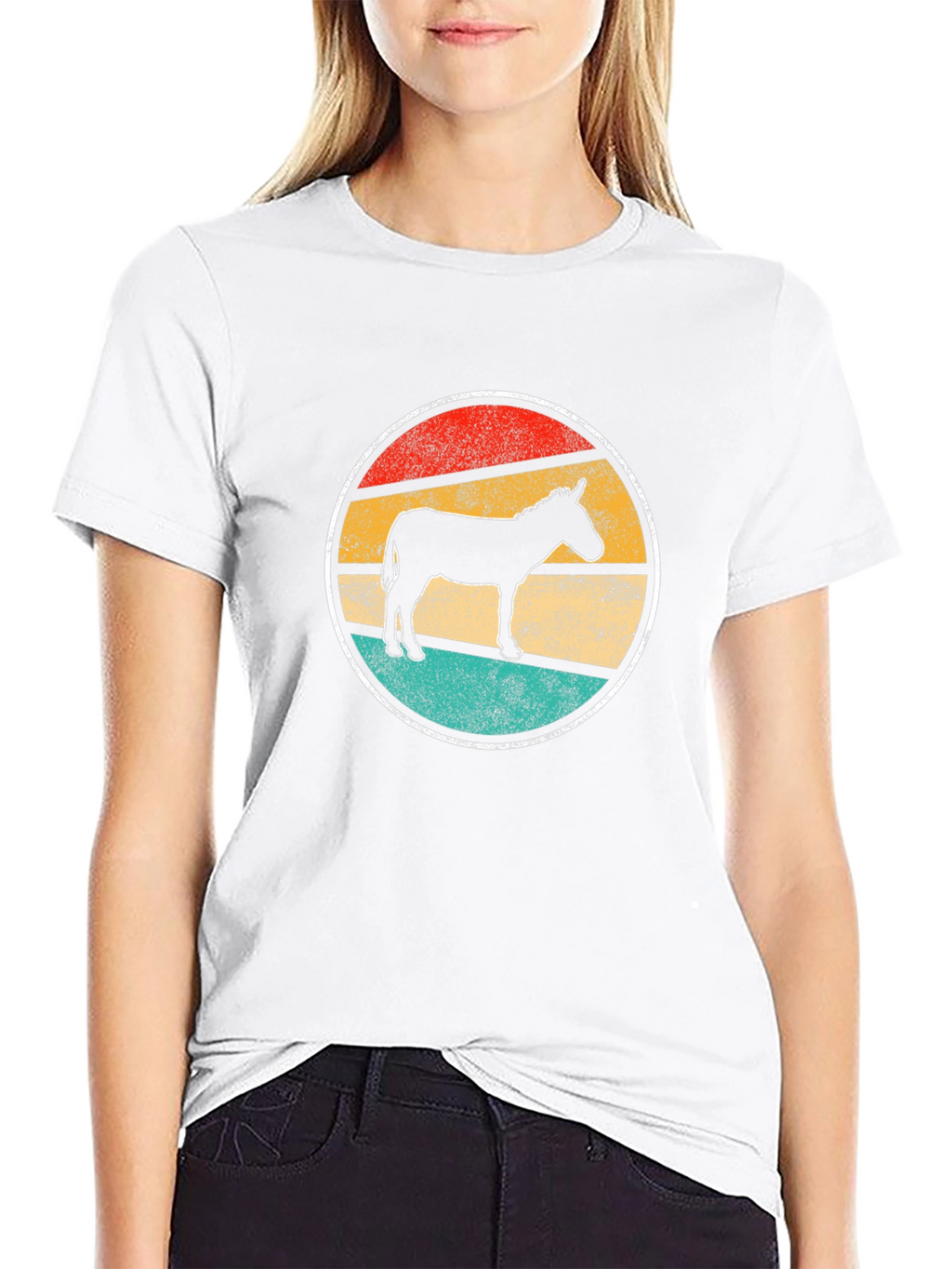 Retro Donkey T-Shirt - Black Cotton Crew Neck Tee