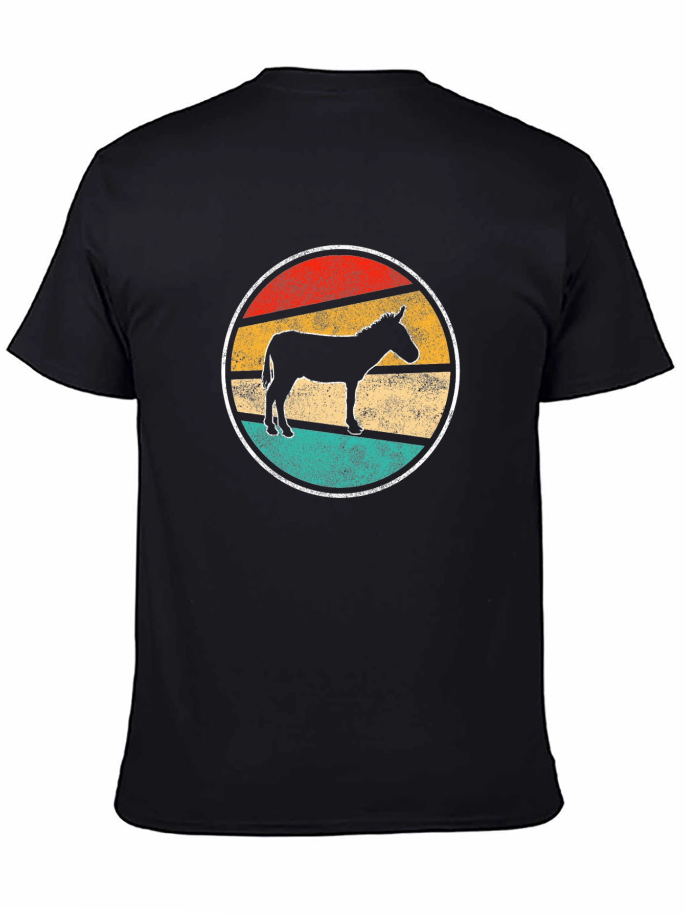 Retro Donkey T-Shirt - Black Cotton Crew Neck Tee