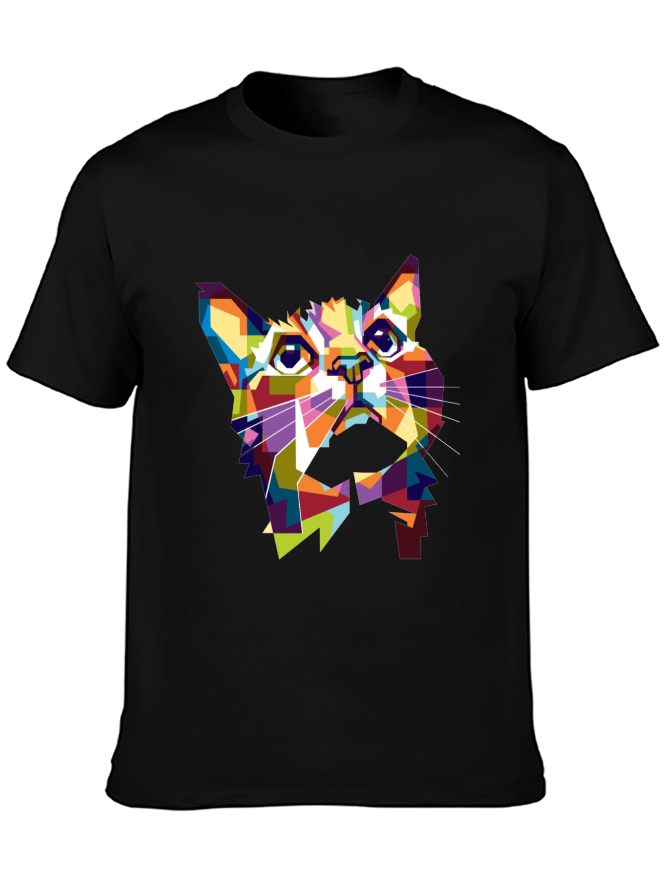 Abstract Cat T-Shirt: Colorful Geometric Design