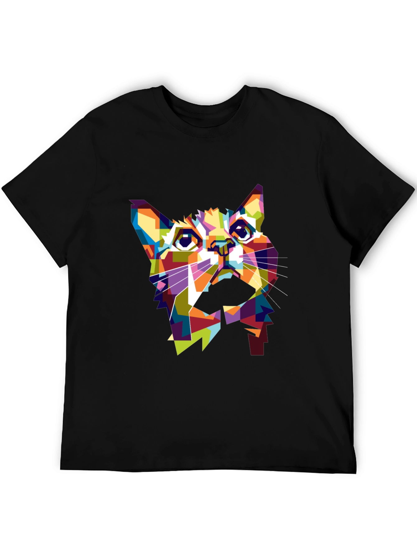 Abstract Cat T-Shirt: Colorful Geometric Design