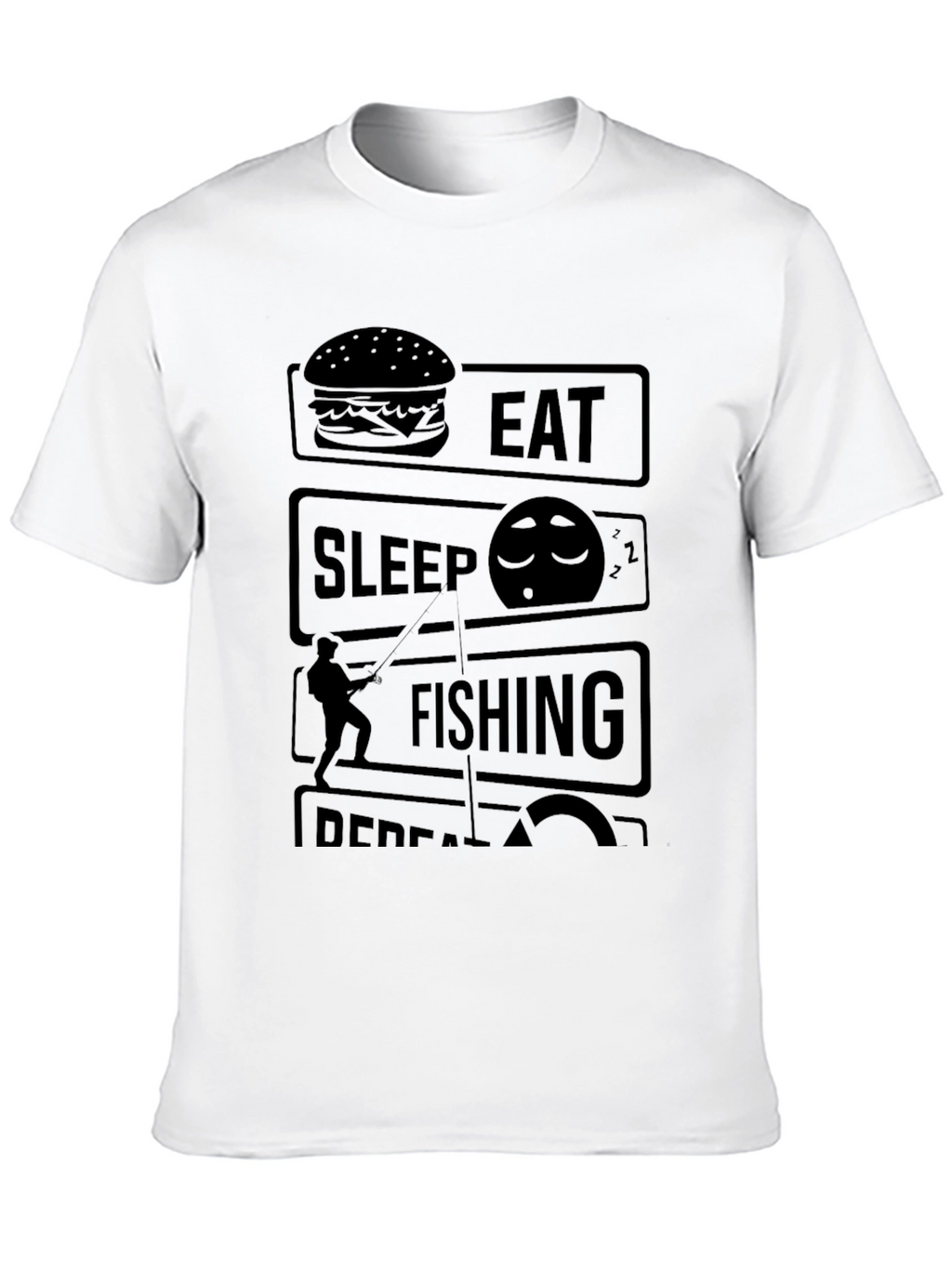 Eat Sleep Fishing Repeat Black Graphic Tee