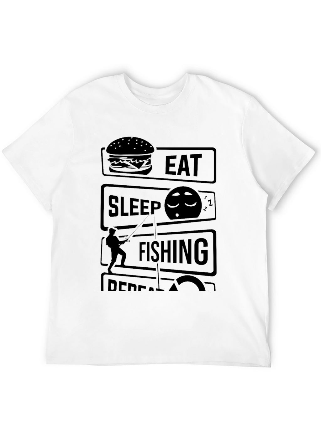 Eat Sleep Fishing Repeat Black Graphic Tee