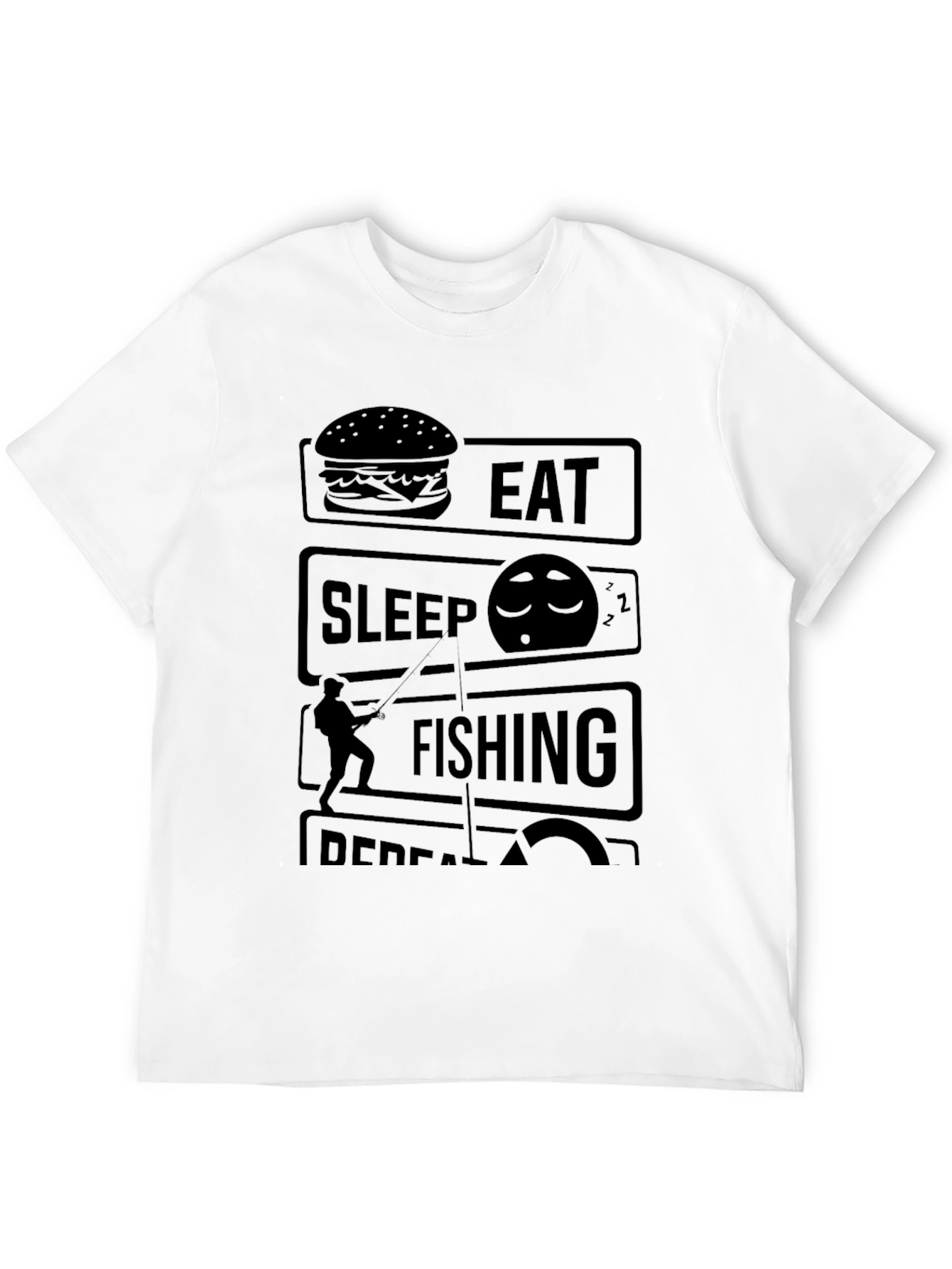 Eat Sleep Fishing Repeat Black Graphic Tee