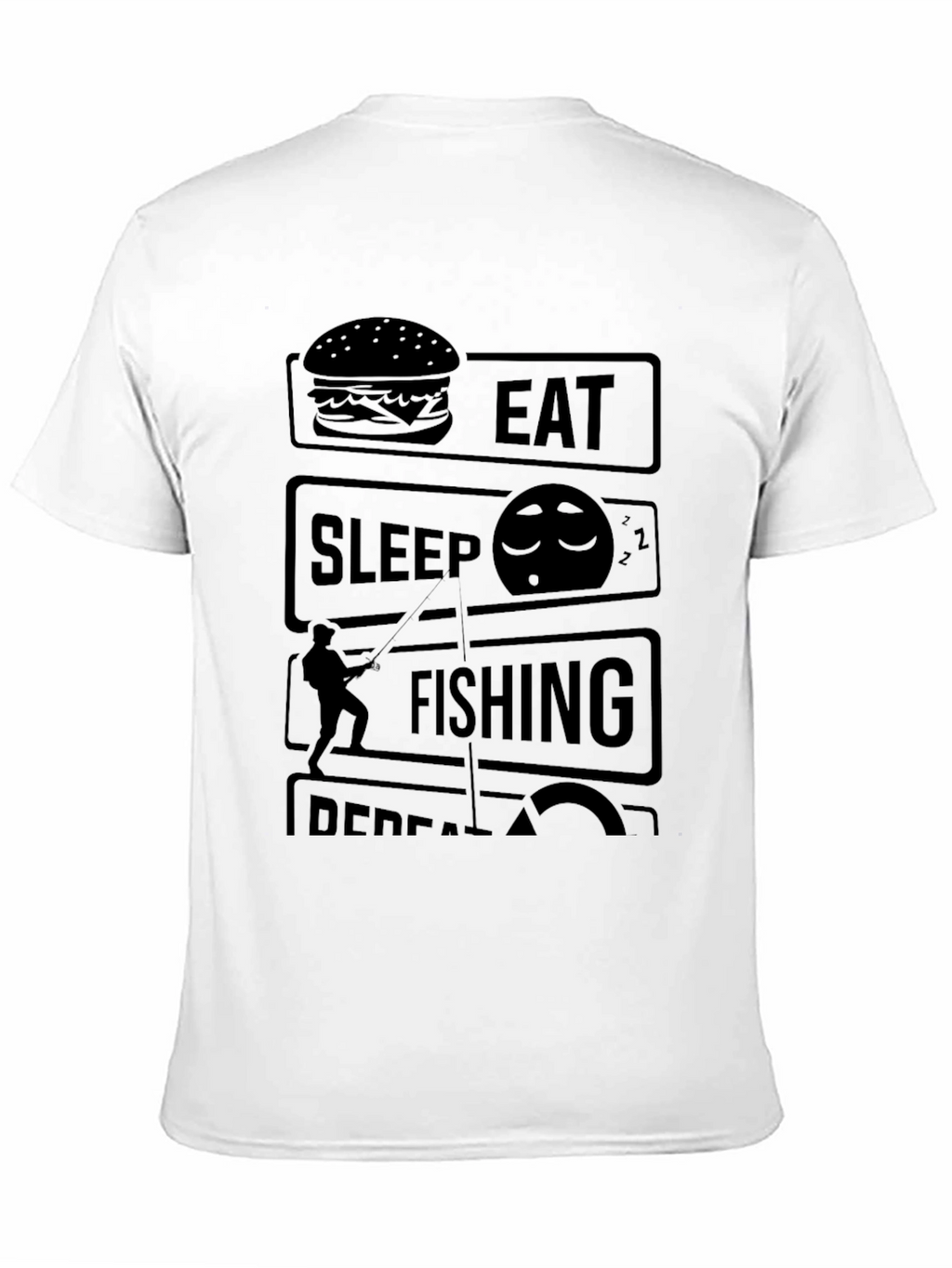 Eat Sleep Fishing Repeat Black Graphic Tee