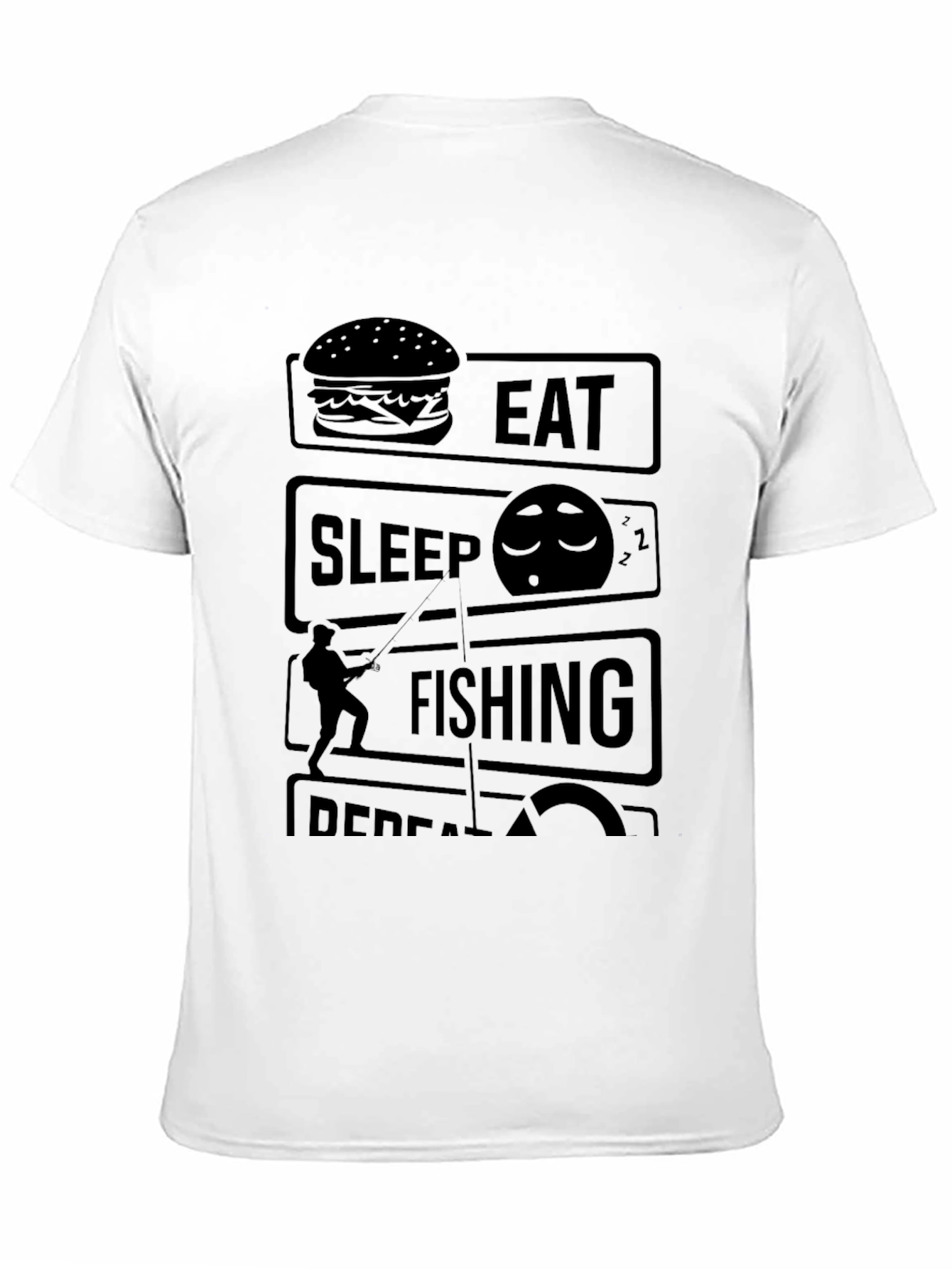 Eat Sleep Fishing Repeat Black Graphic Tee