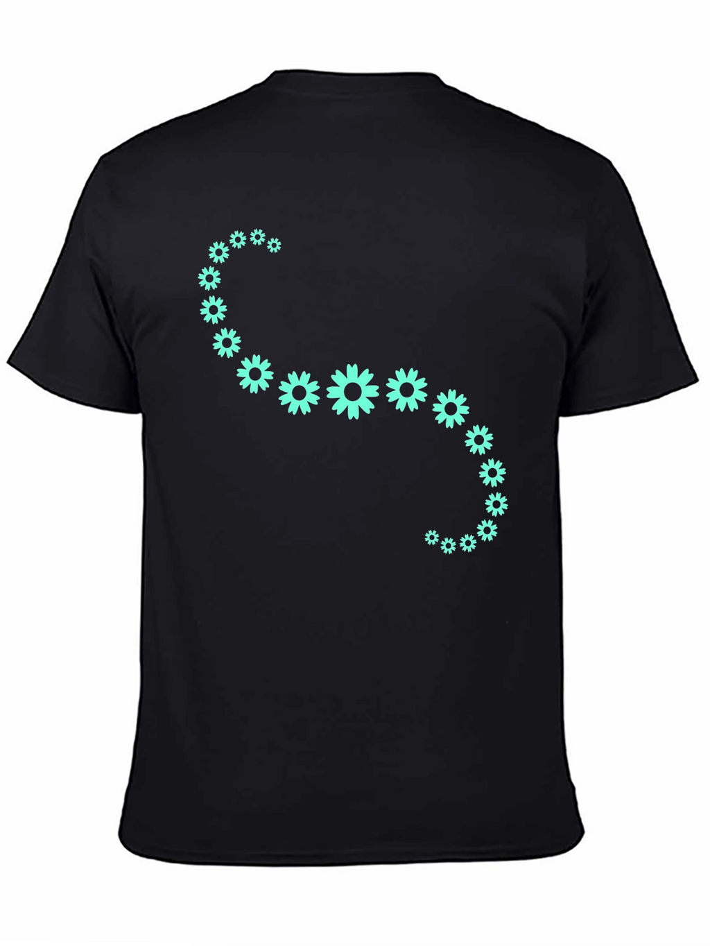 Floral Curve Graphic Tee - Black Cotton T-Shirt