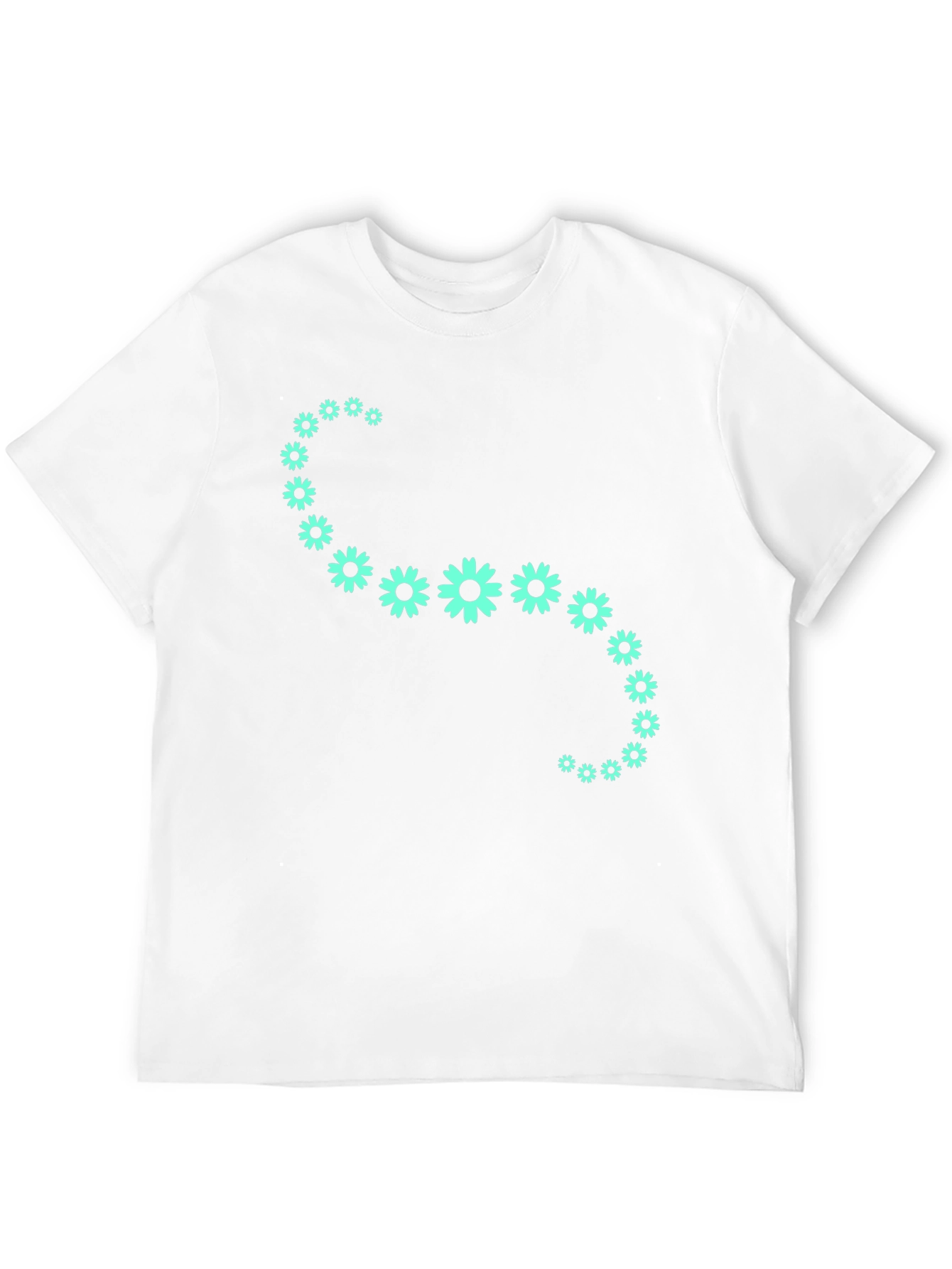 Floral Curve Graphic Tee - Black Cotton T-Shirt