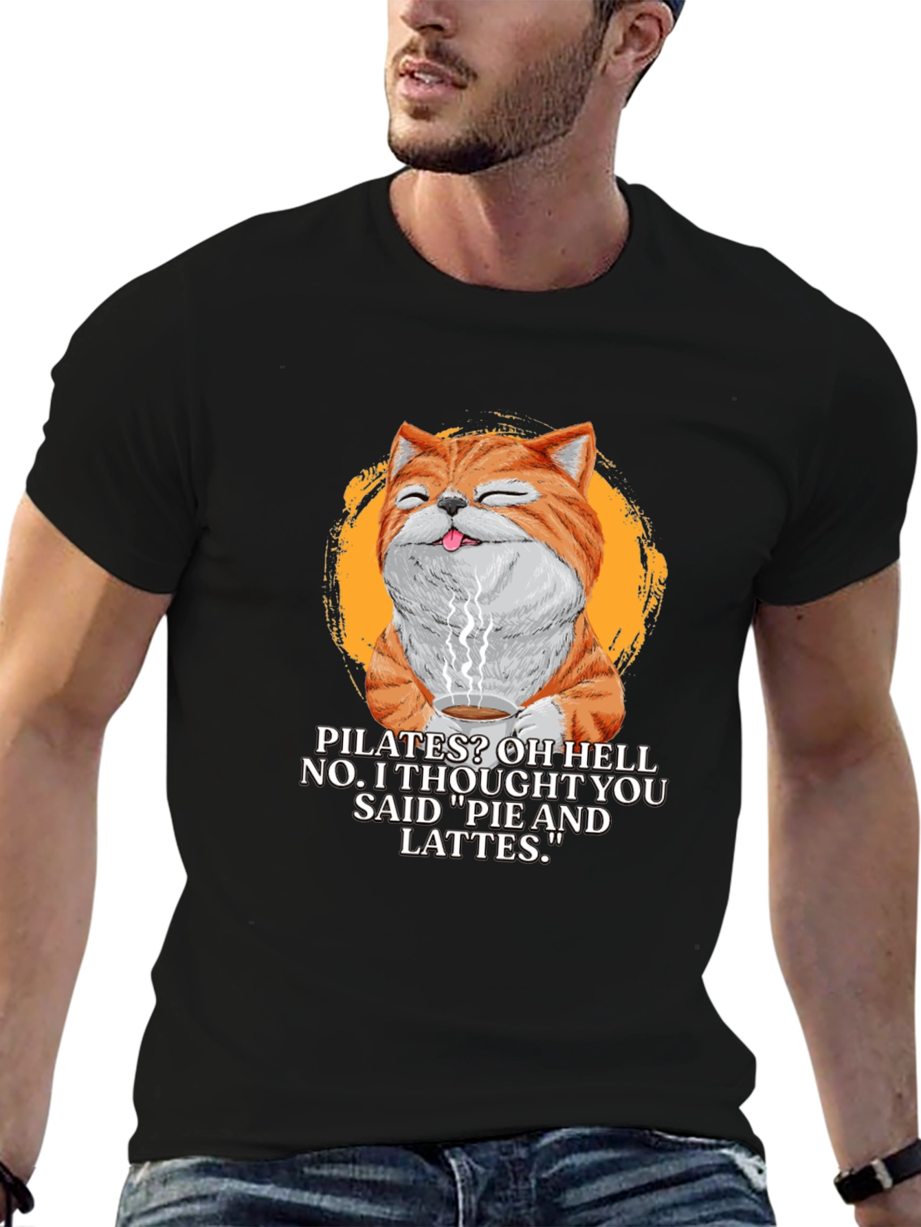 Pilates? Pie & Lattes Cat Graphic T-Shirt