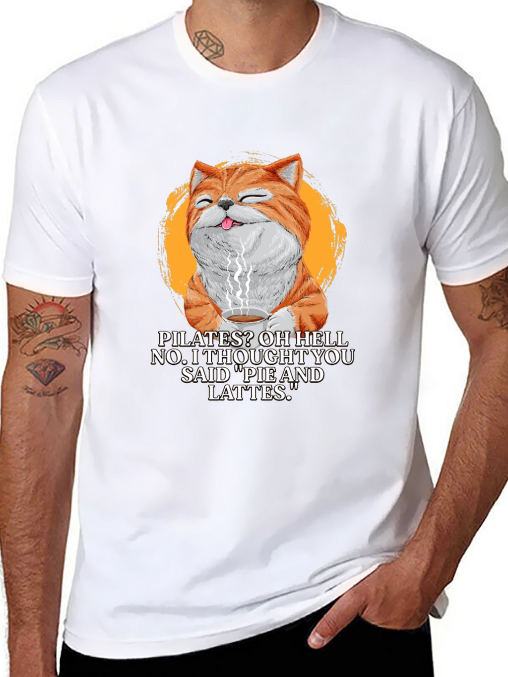 Pilates? Pie & Lattes Cat Graphic T-Shirt