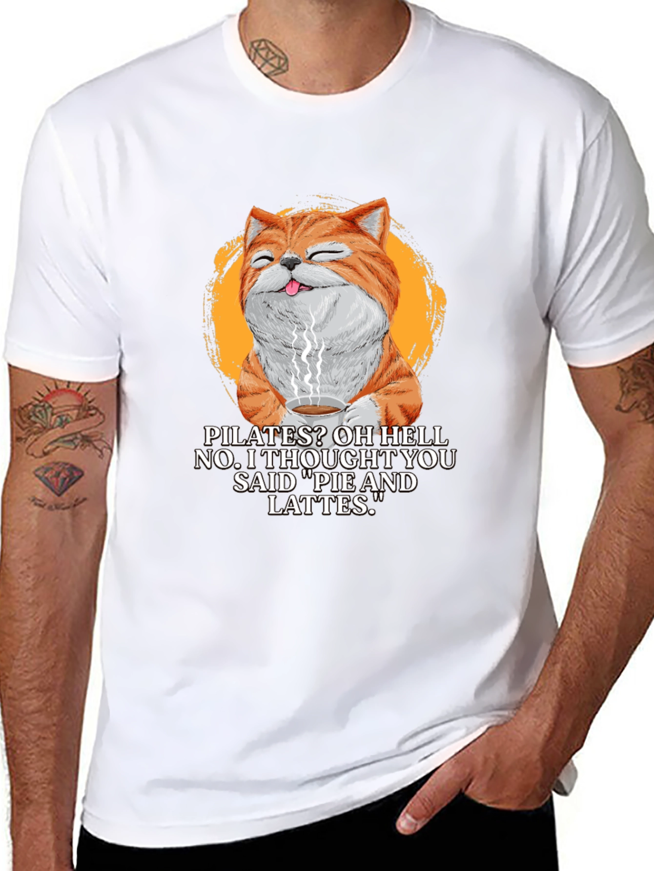 Pilates? Pie & Lattes Cat Graphic T-Shirt
