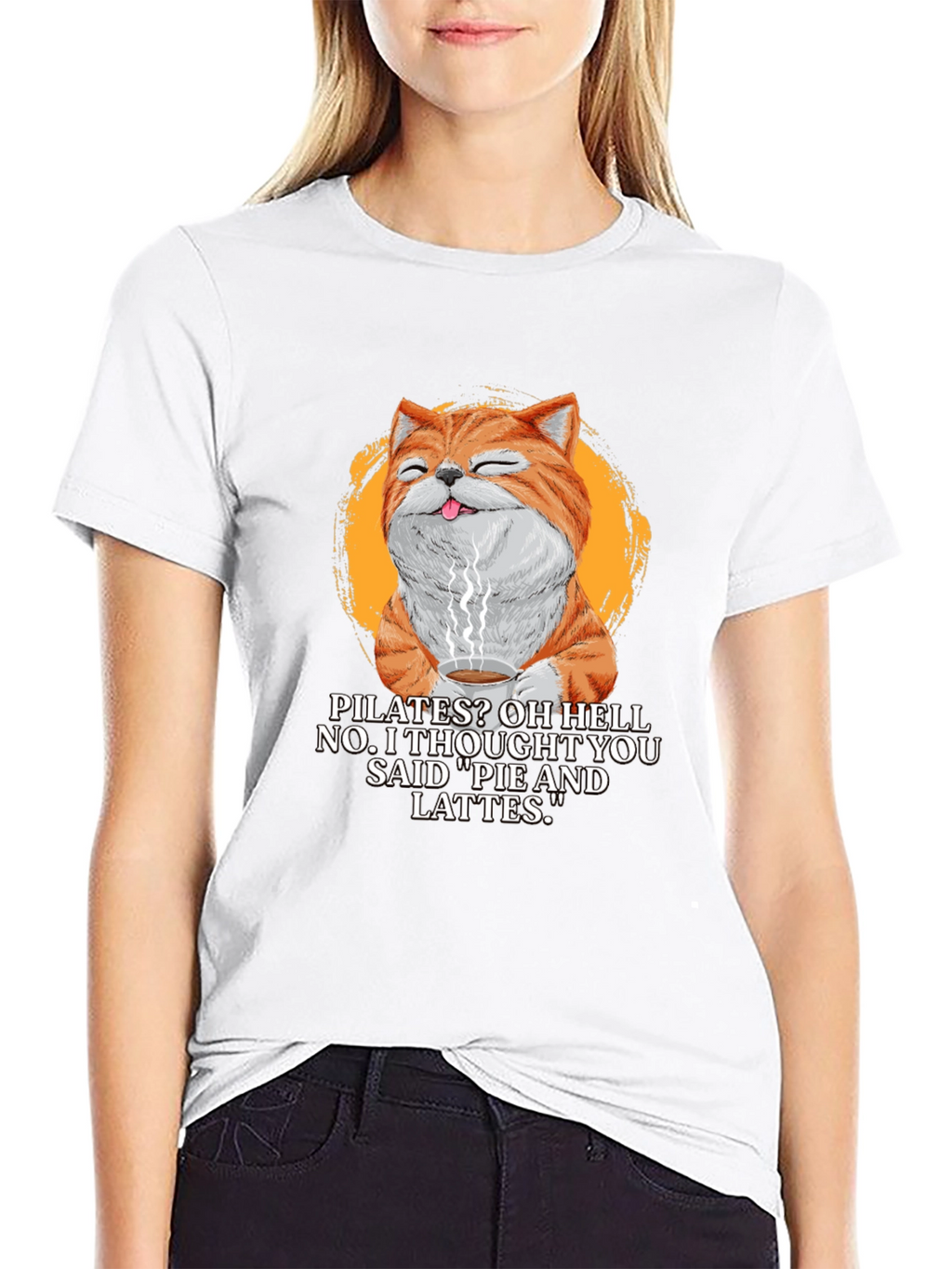 Pilates? Pie & Lattes Cat Graphic T-Shirt