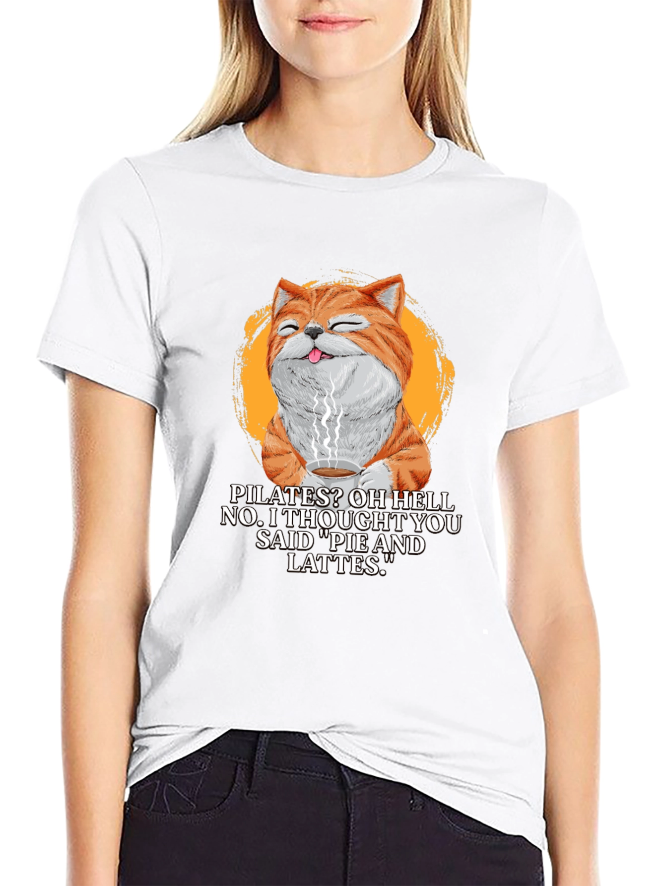 Pilates? Pie & Lattes Cat Graphic T-Shirt