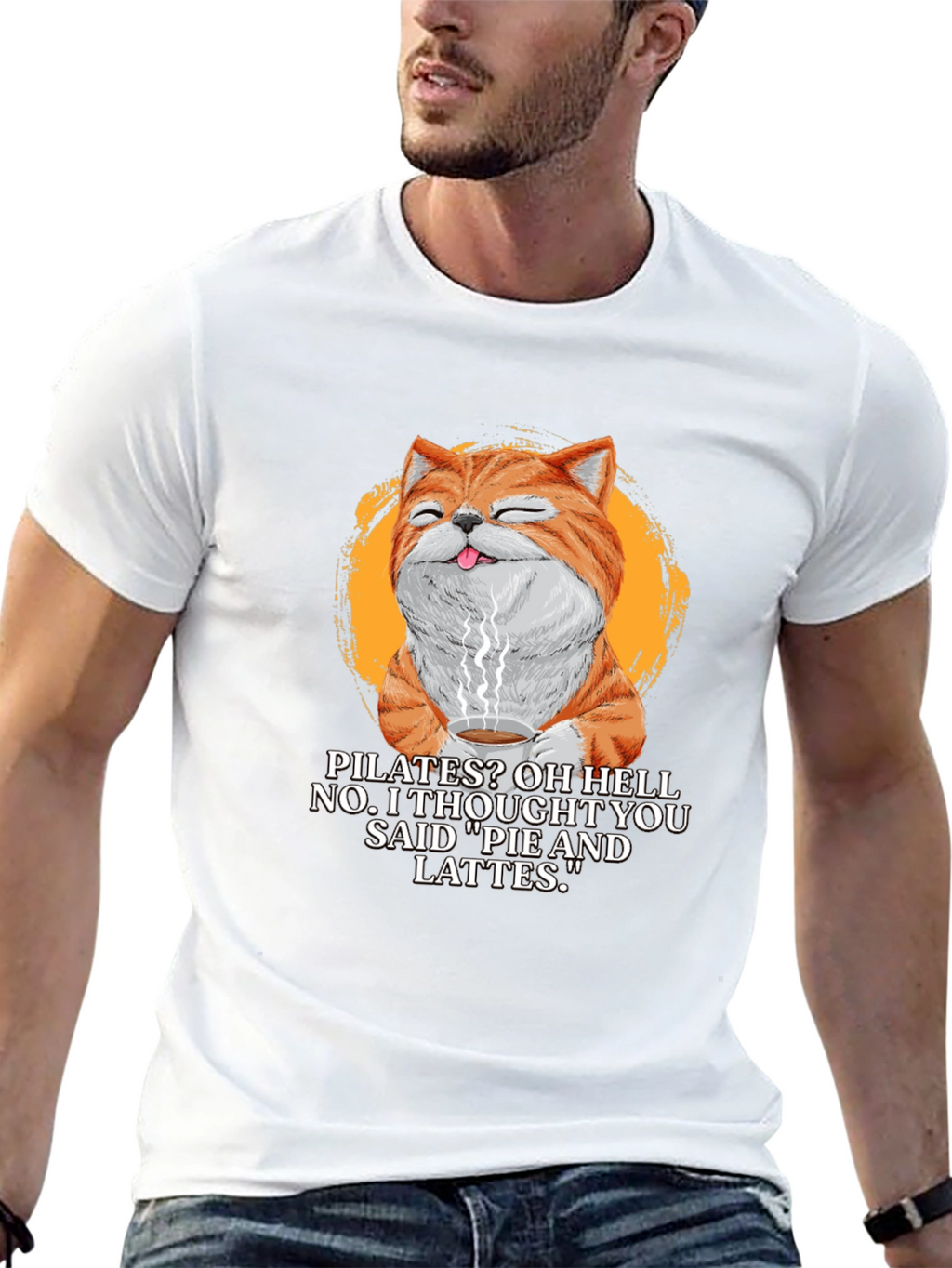 Pilates? Pie & Lattes Cat Graphic T-Shirt