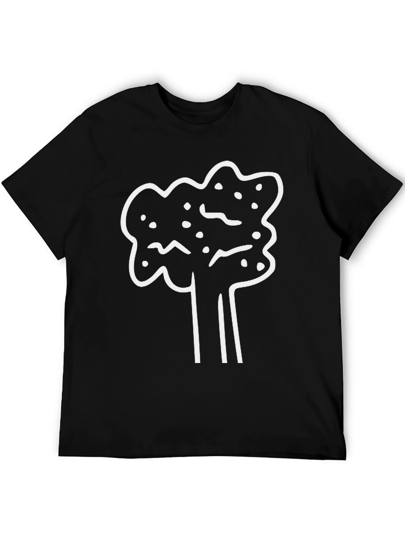 Abstract Tree Graphic Tee - Black Cotton Shirt