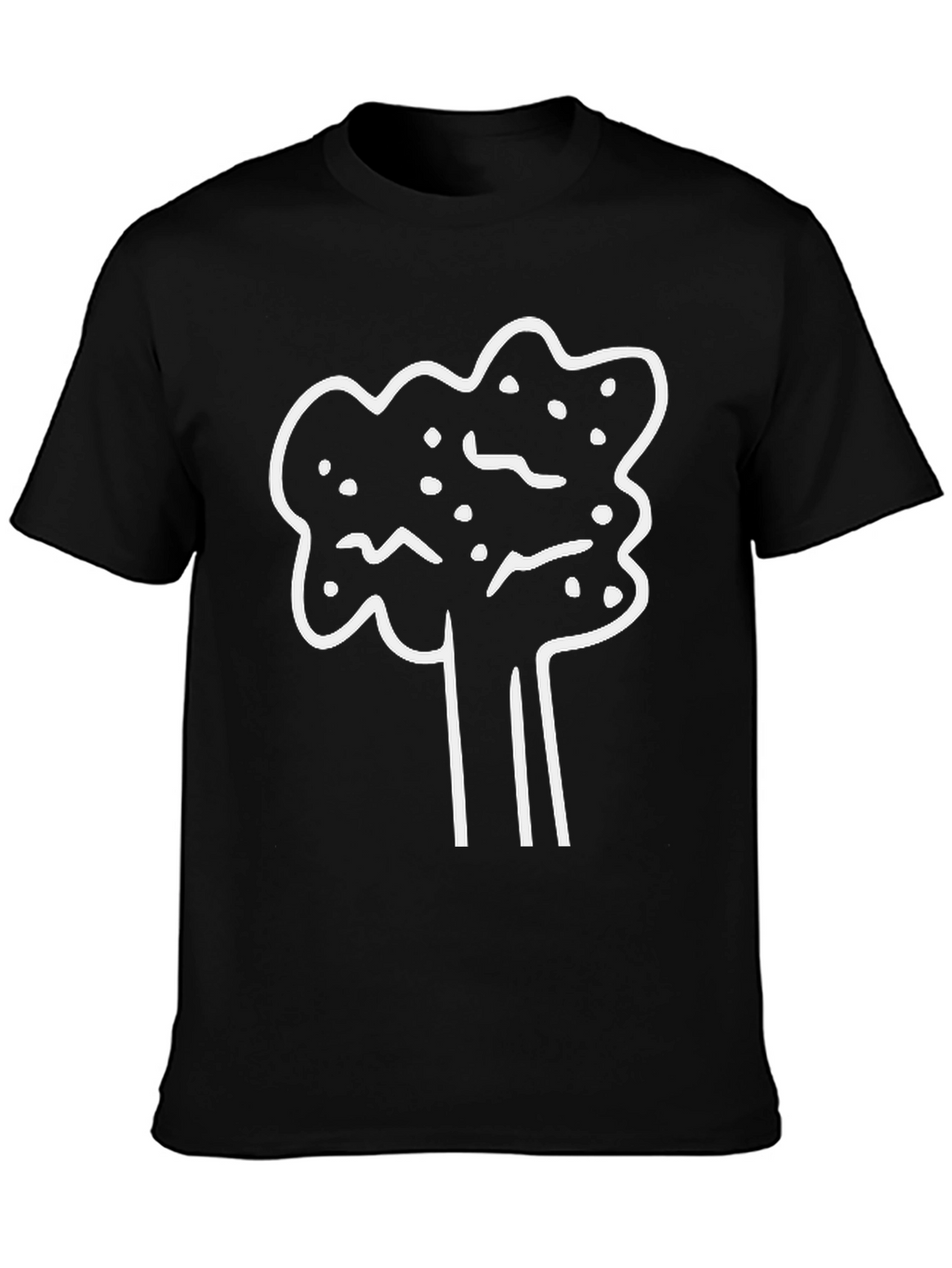Abstract Tree Graphic Tee - Black Cotton Shirt