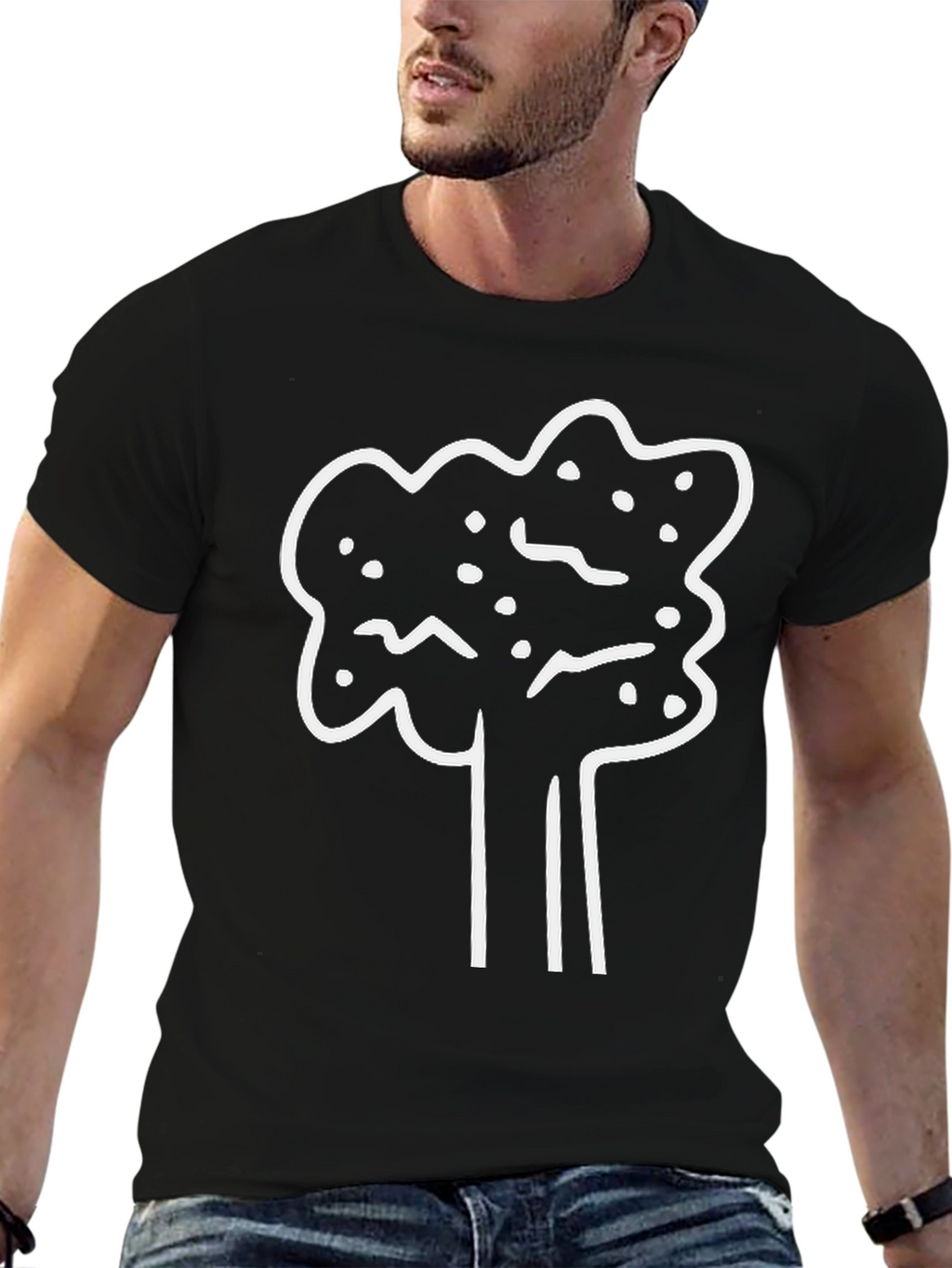 Abstract Tree Graphic Tee - Black Cotton Shirt