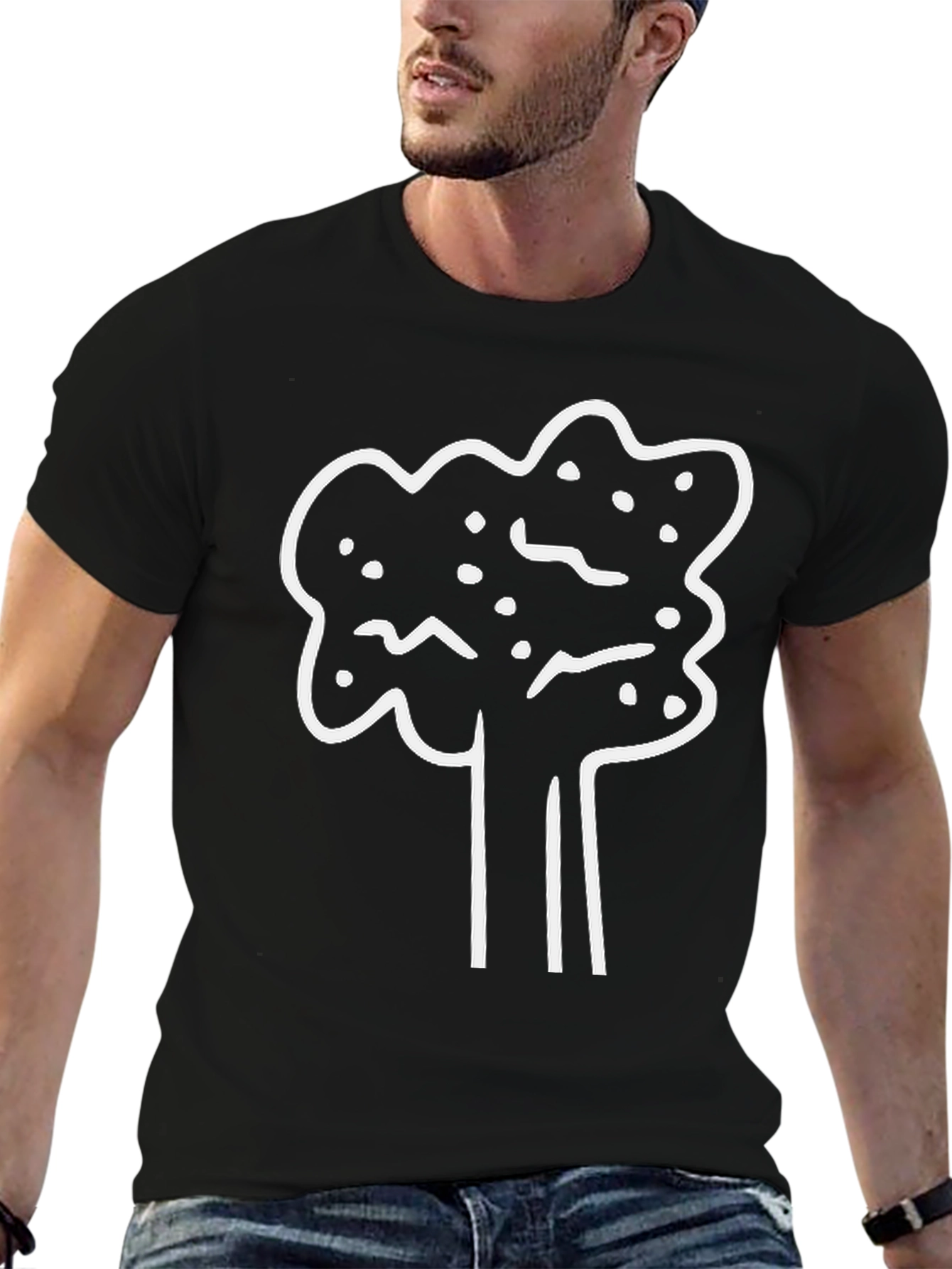 Abstract Tree Graphic Tee - Black Cotton Shirt