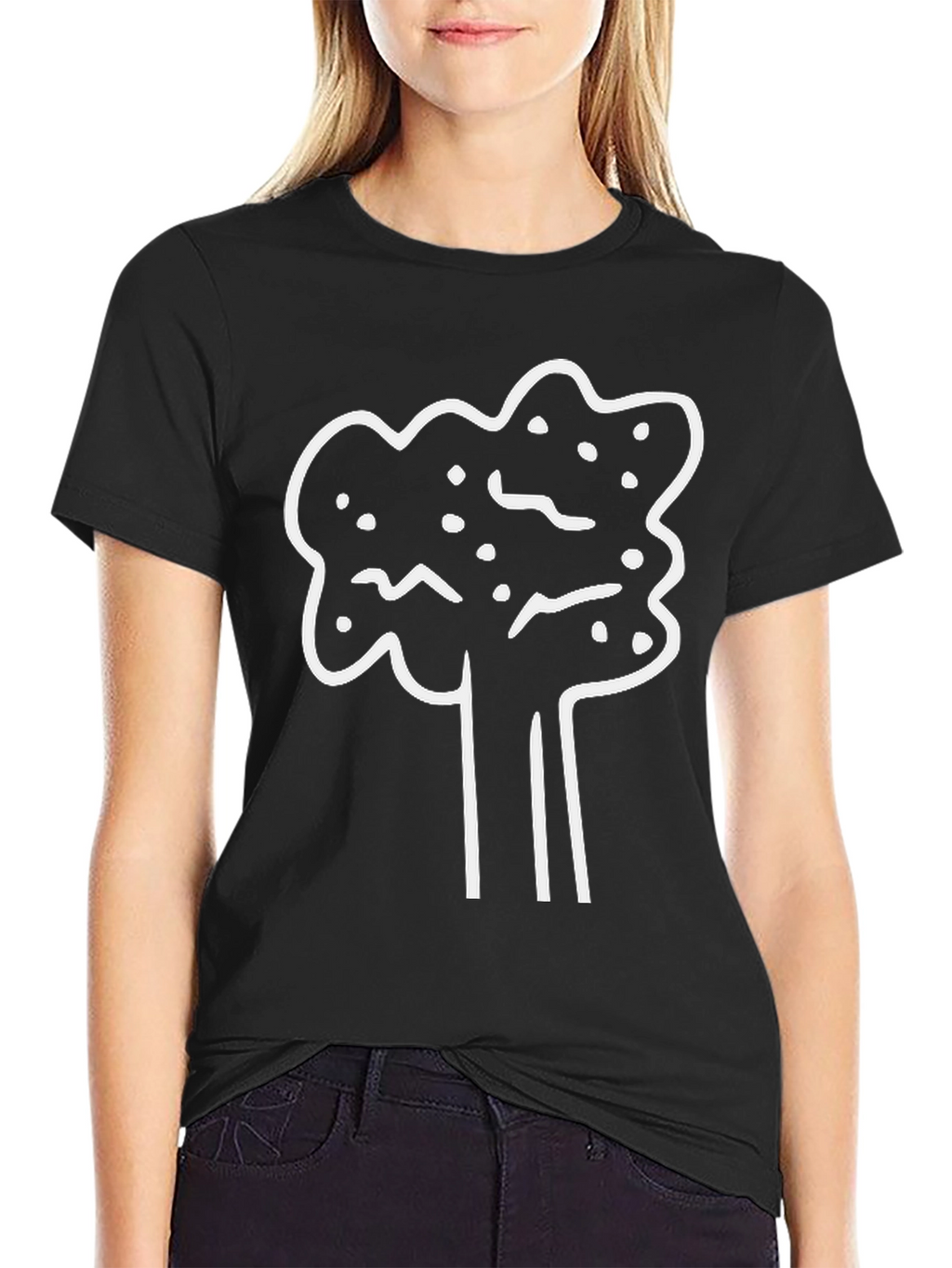 Abstract Tree Graphic Tee - Black Cotton Shirt