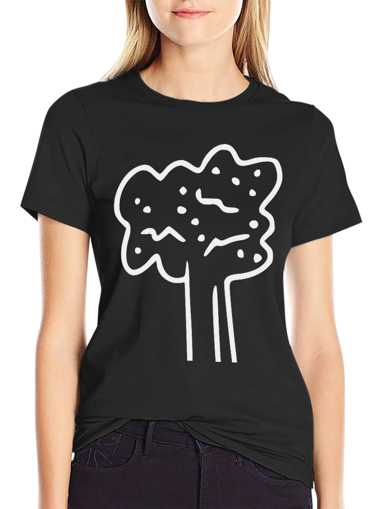 Abstract Tree Graphic Tee - Black Cotton Shirt