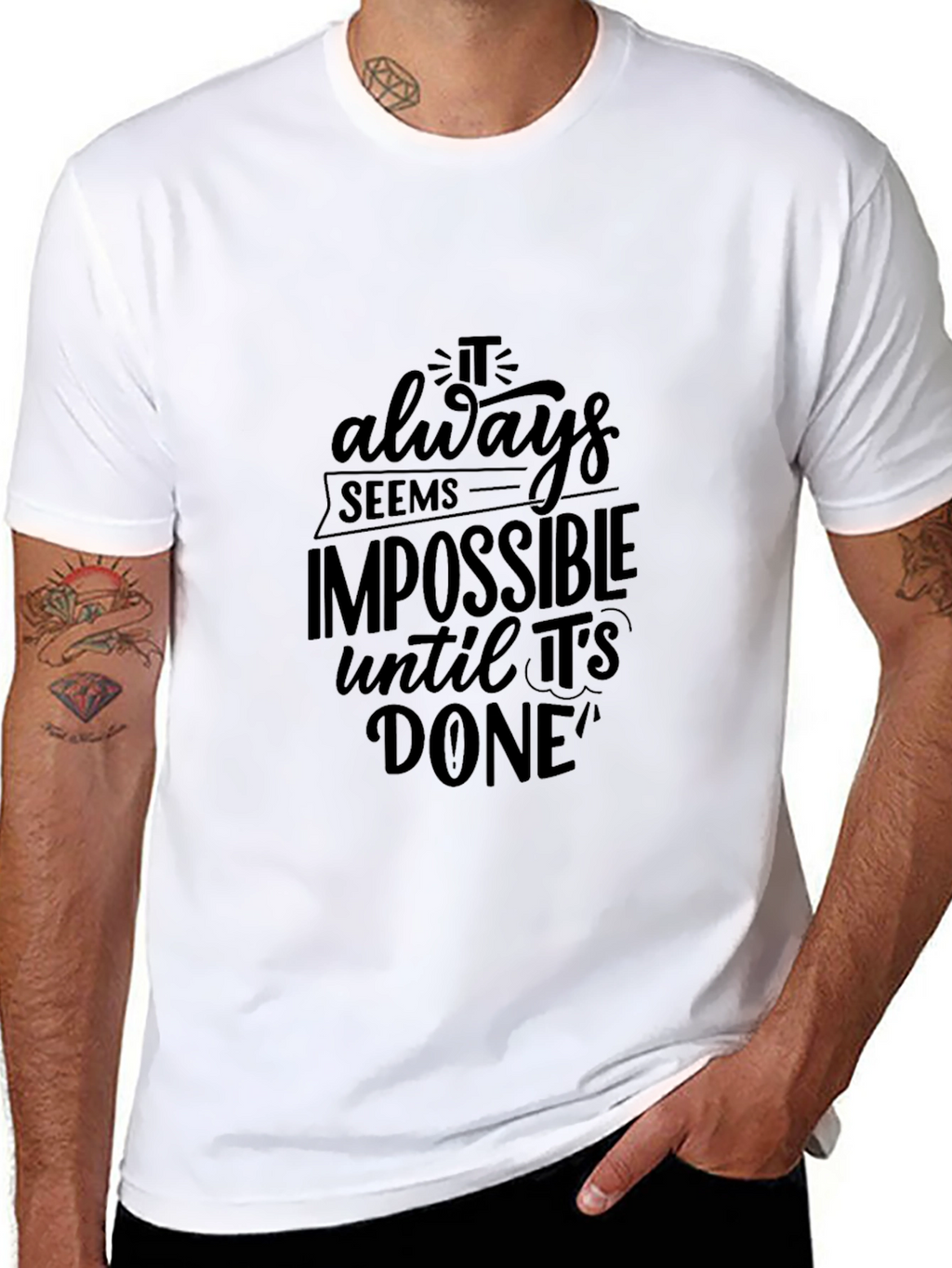 Motivational Black T-Shirt: Impossible Until Done