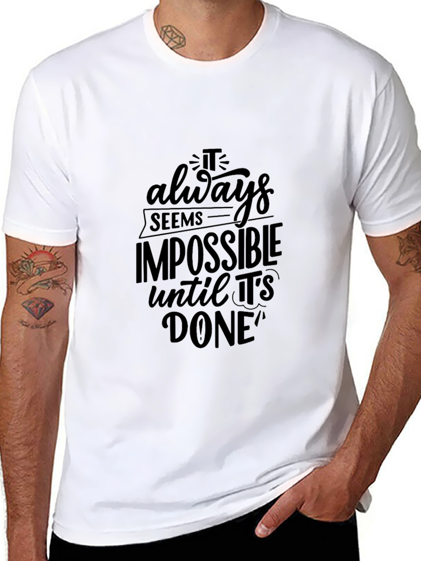 Motivational Black T-Shirt: Impossible Until Done