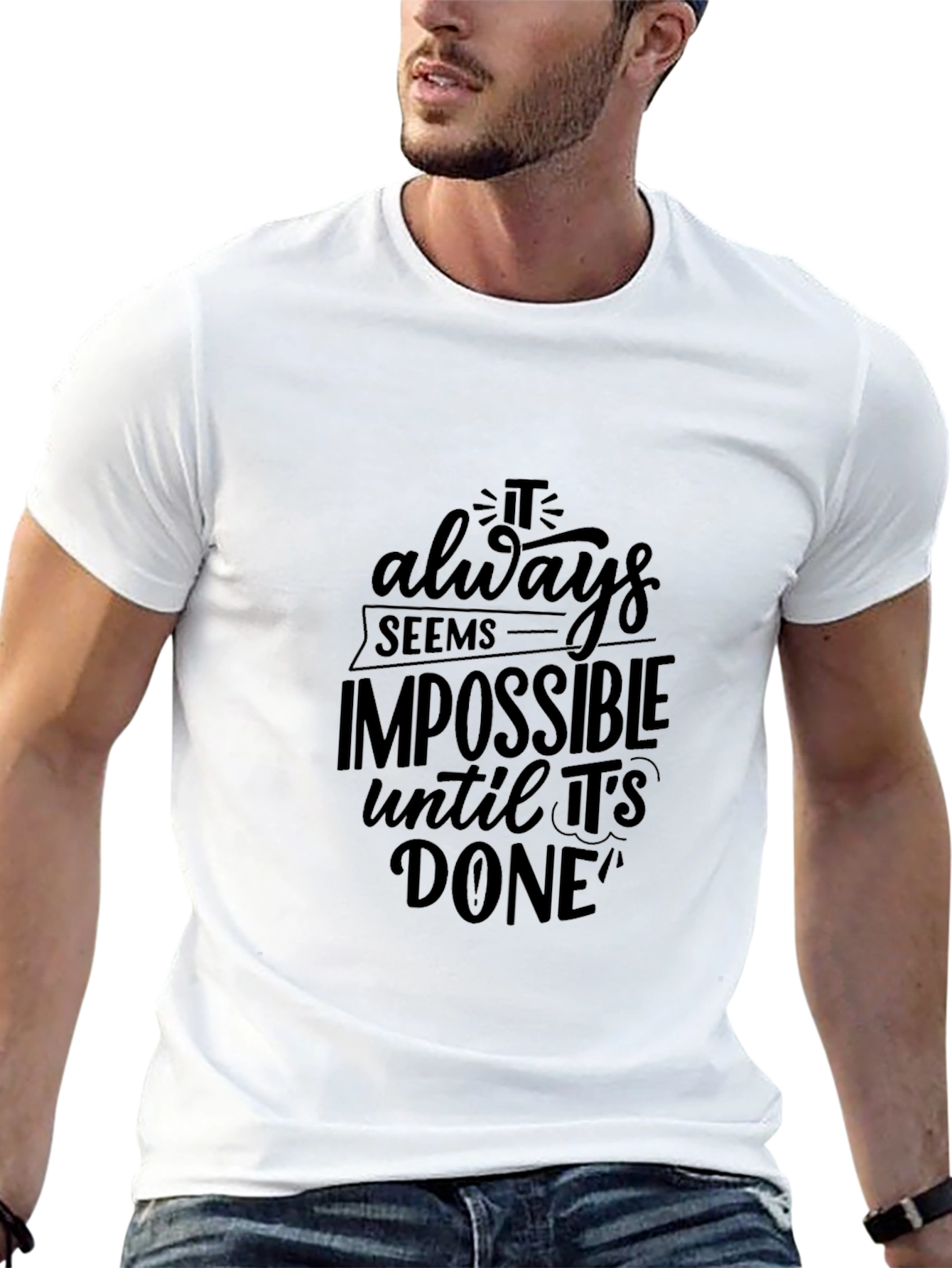Motivational Black T-Shirt: Impossible Until Done