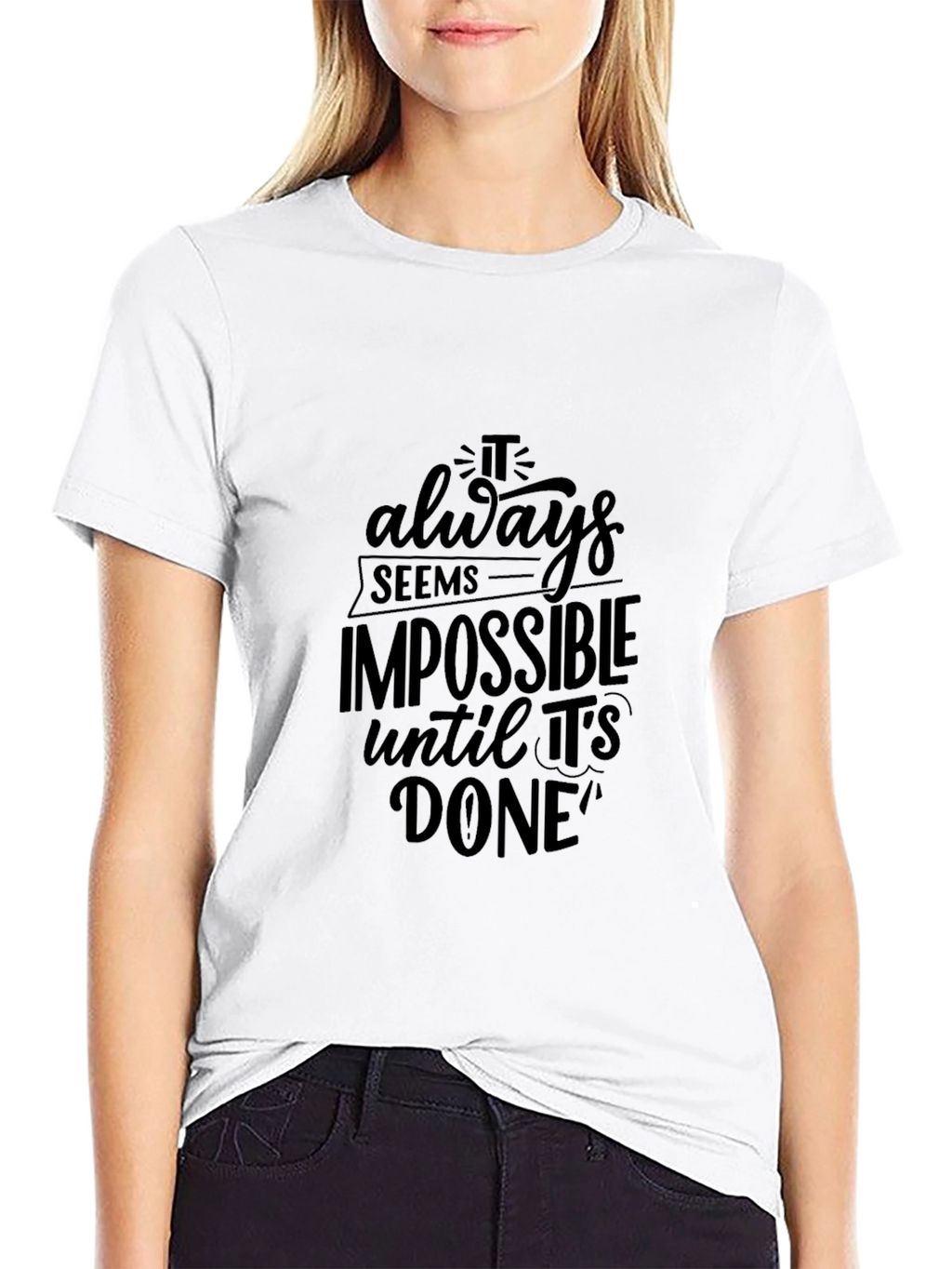 Motivational Black T-Shirt: Impossible Until Done