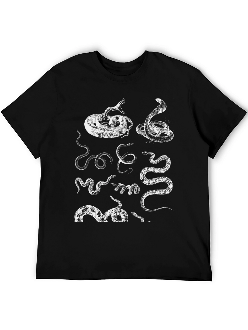 Serpentine Graphic Tee - Black Cotton Snake Print