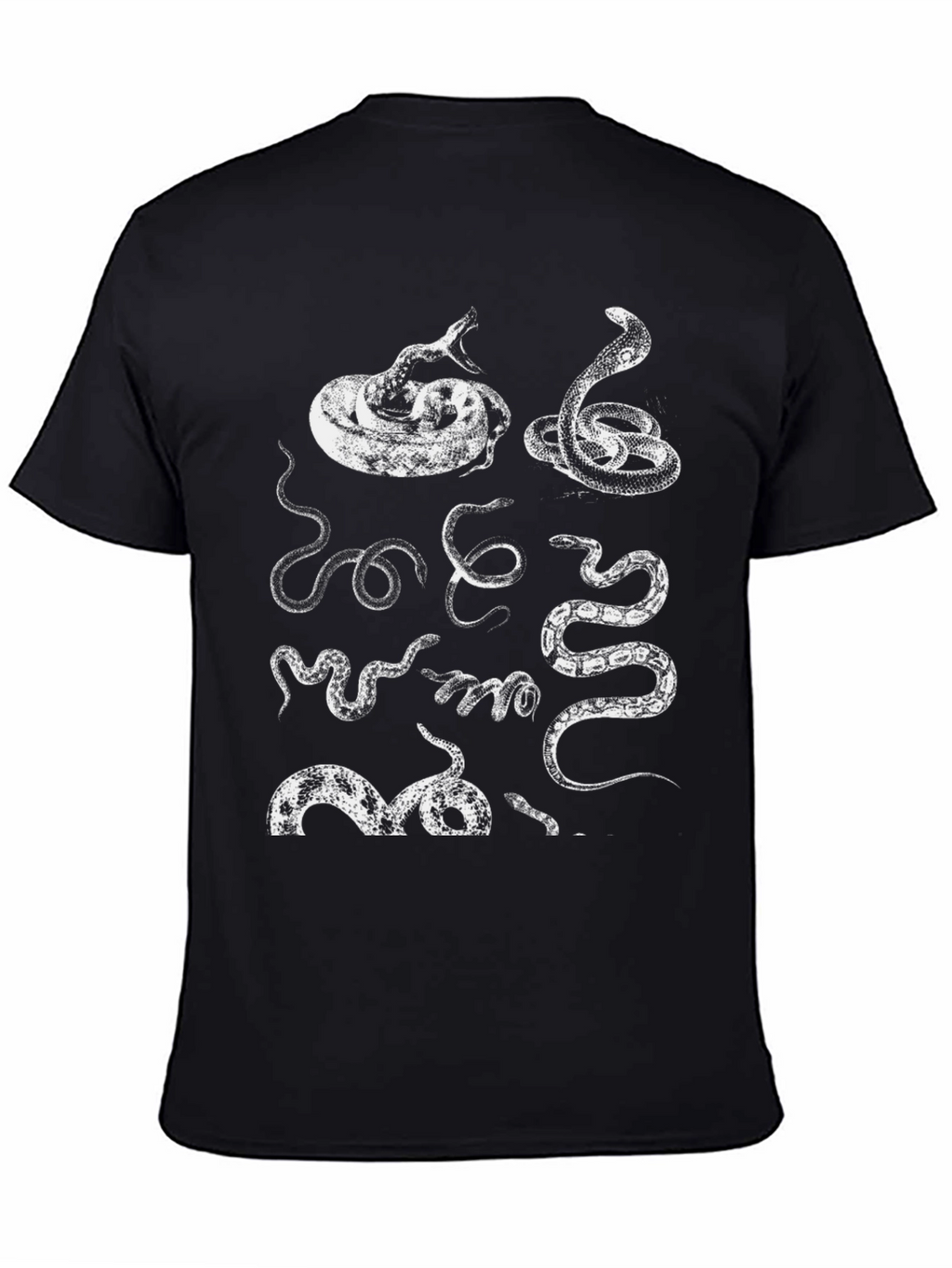 Serpentine Graphic Tee - Black Cotton Snake Print