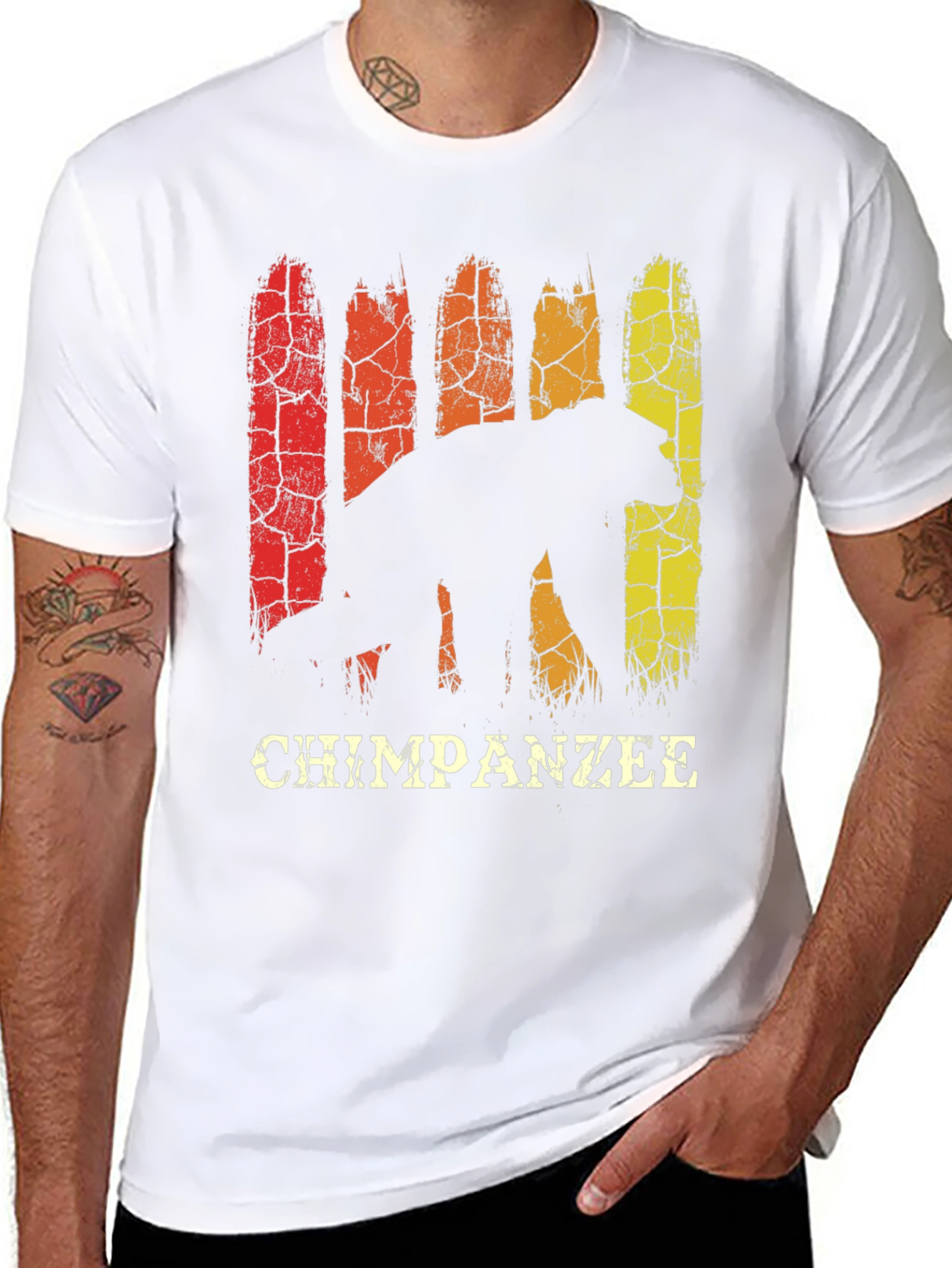 Chimpanzee Silhouette Retro Style Graphic T-Shirt