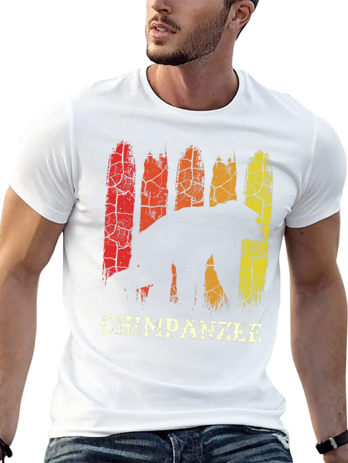 Chimpanzee Silhouette Retro Style Graphic T-Shirt