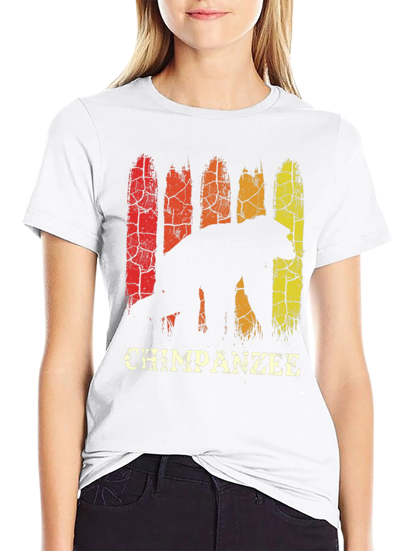 Chimpanzee Silhouette Retro Style Graphic T-Shirt