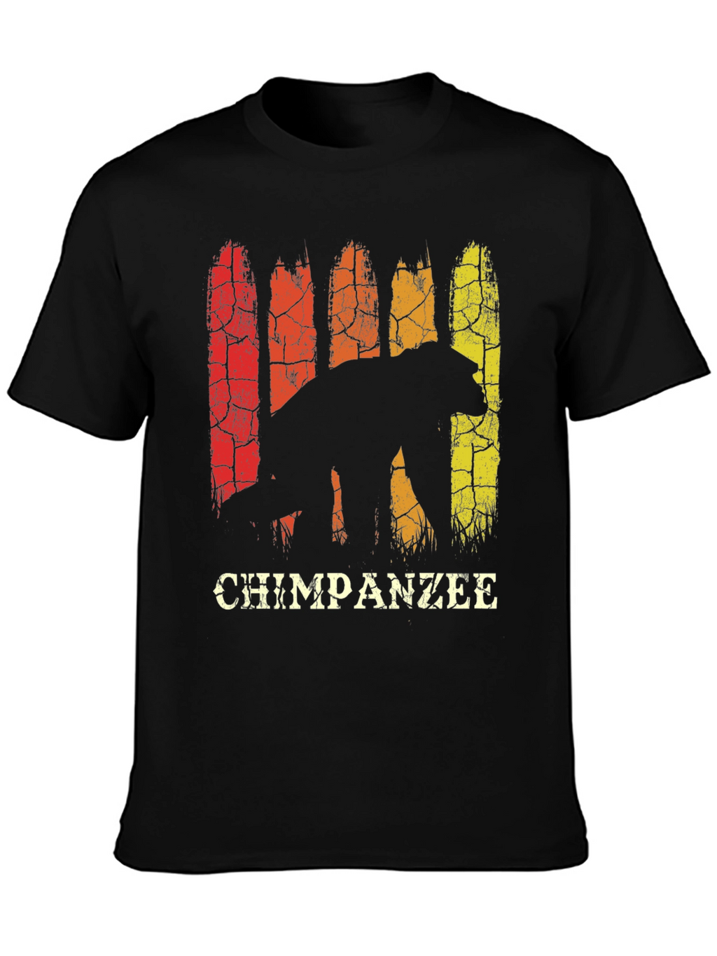 Chimpanzee Silhouette Retro Style Graphic T-Shirt