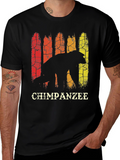 Chimpanzee Silhouette Retro Style Graphic T-Shirt