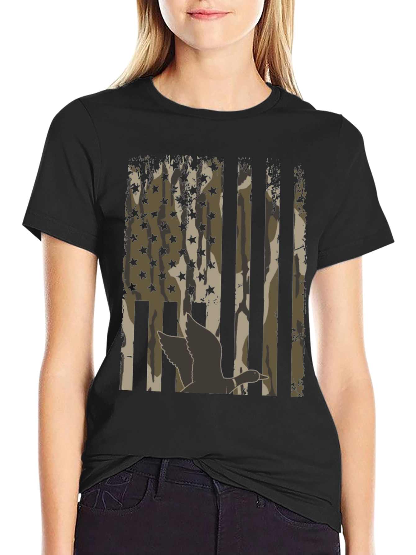Duck Camo USA Flag T-Shirt