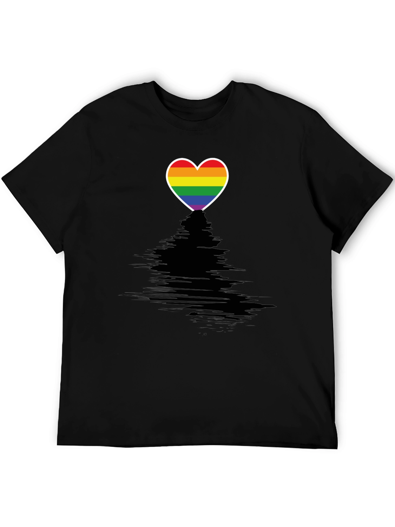 Pride Heart Graphic Tee - Black Crewneck T-Shirt