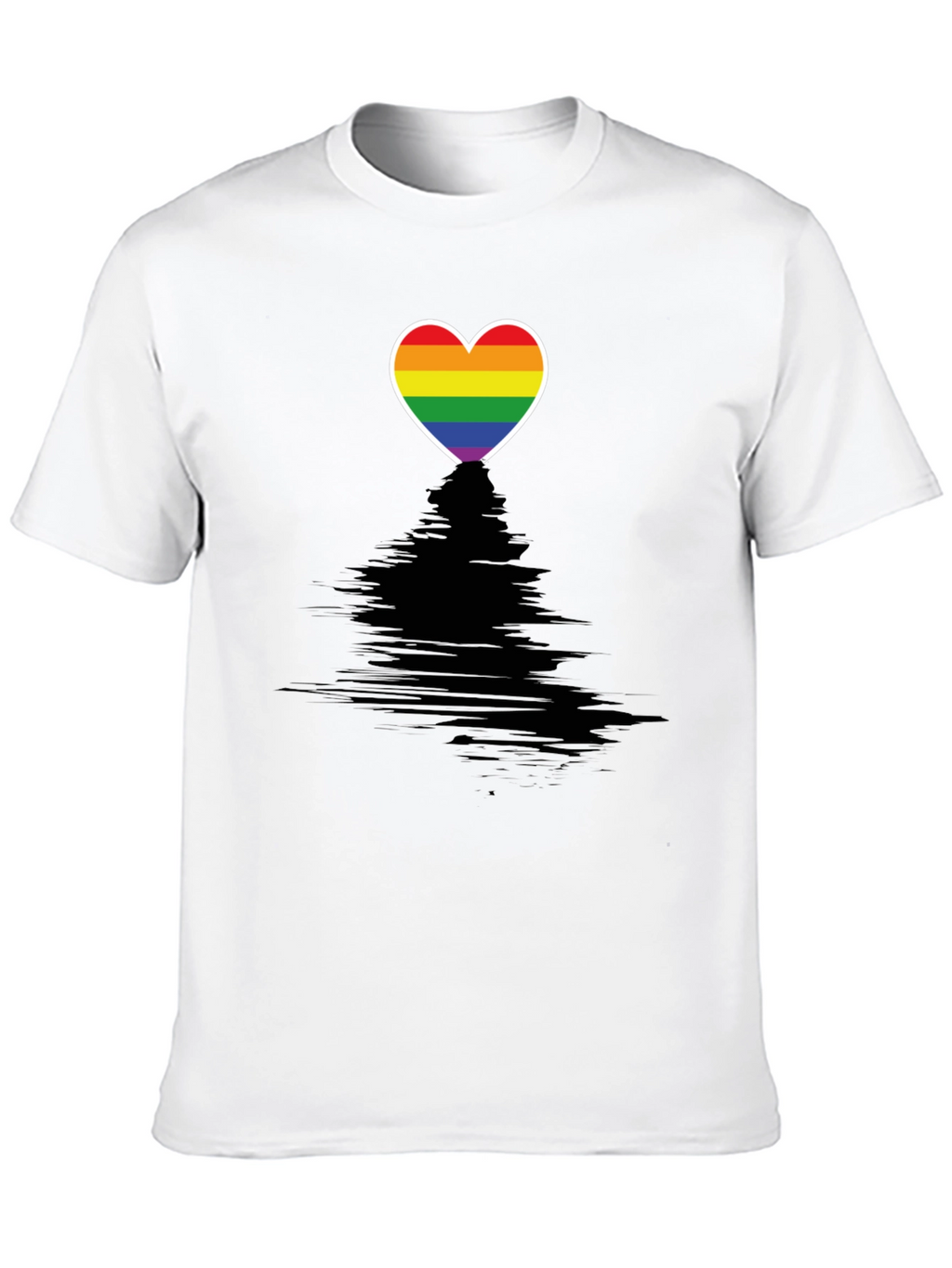 Pride Heart Graphic Tee - Black Crewneck T-Shirt