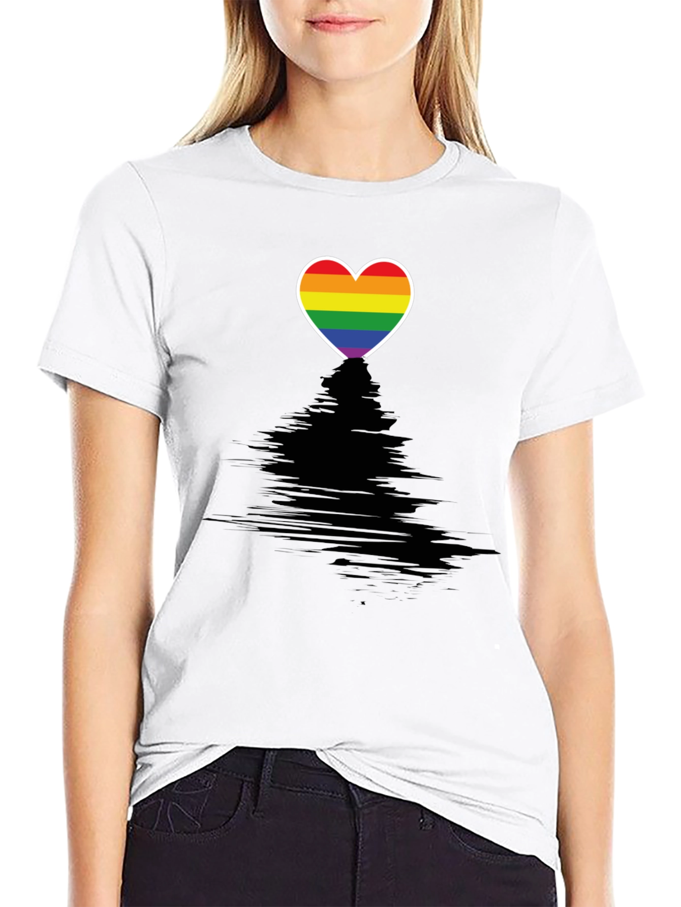 Pride Heart Graphic Tee - Black Crewneck T-Shirt