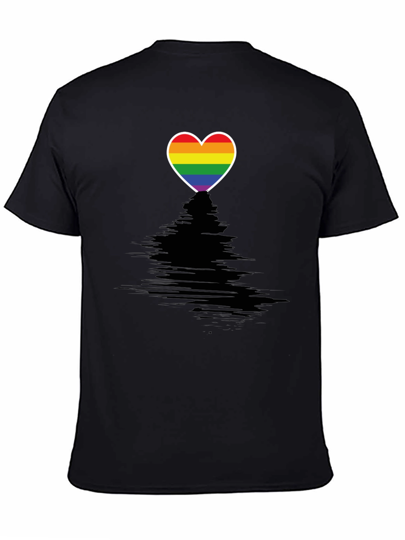 Pride Heart Graphic Tee - Black Crewneck T-Shirt