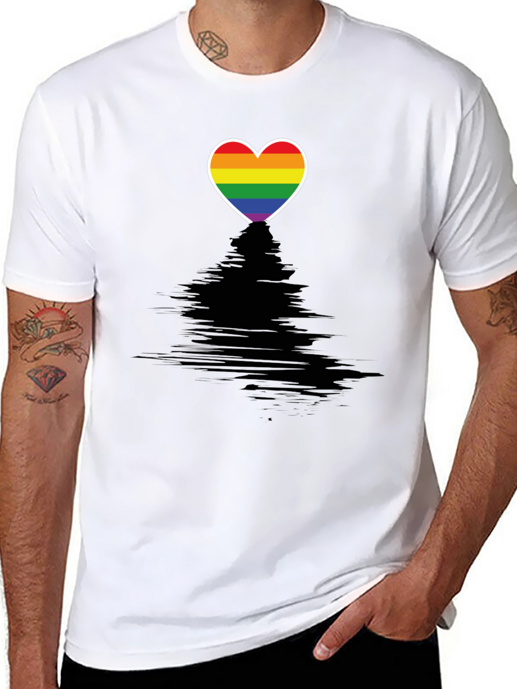 Pride Heart Graphic Tee - Black Crewneck T-Shirt
